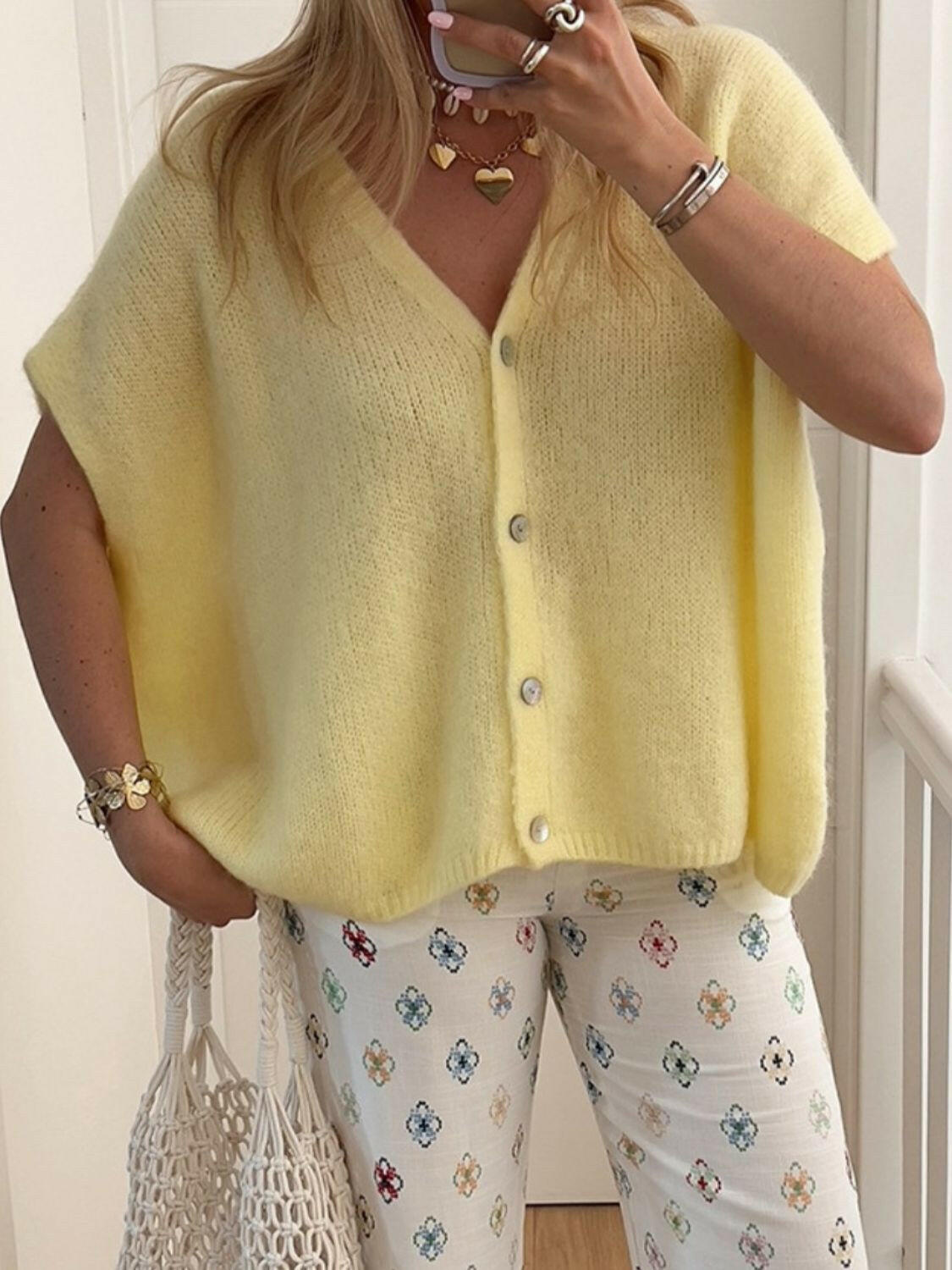 V-Neck Button Up Short Sleeve Cardigan-Tops-Krush Kandy, Women's Online Fashion Boutique Located in Phoenix, Arizona (Scottsdale Area)