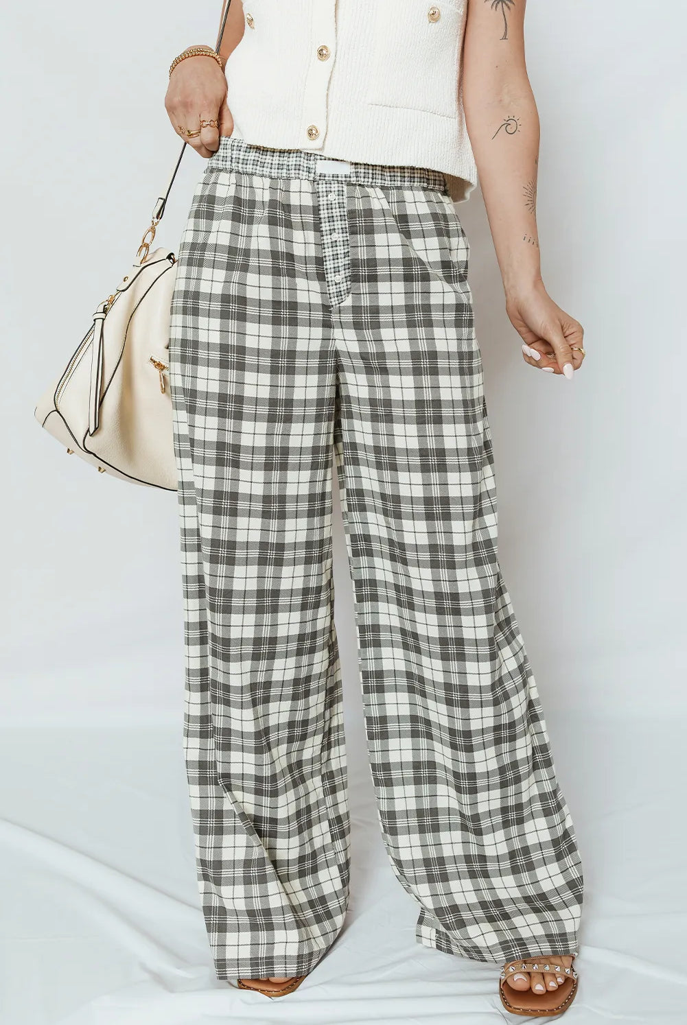 Plaid Wide-Leg Lounge Pants-Bottoms-Krush Kandy, Women's Online Fashion Boutique Located in Phoenix, Arizona (Scottsdale Area)