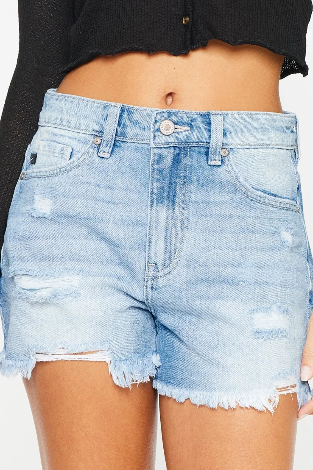 Kancan High Waist Frayed Denim Shorts-Denim-Krush Kandy, Women's Online Fashion Boutique Located in Phoenix, Arizona (Scottsdale Area)
