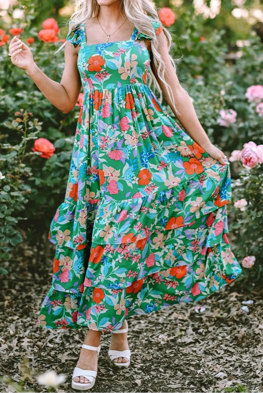 Tiered Ruffled Printed Sleeveless Dress-Dresses-Krush Kandy, Women's Online Fashion Boutique Located in Phoenix, Arizona (Scottsdale Area)