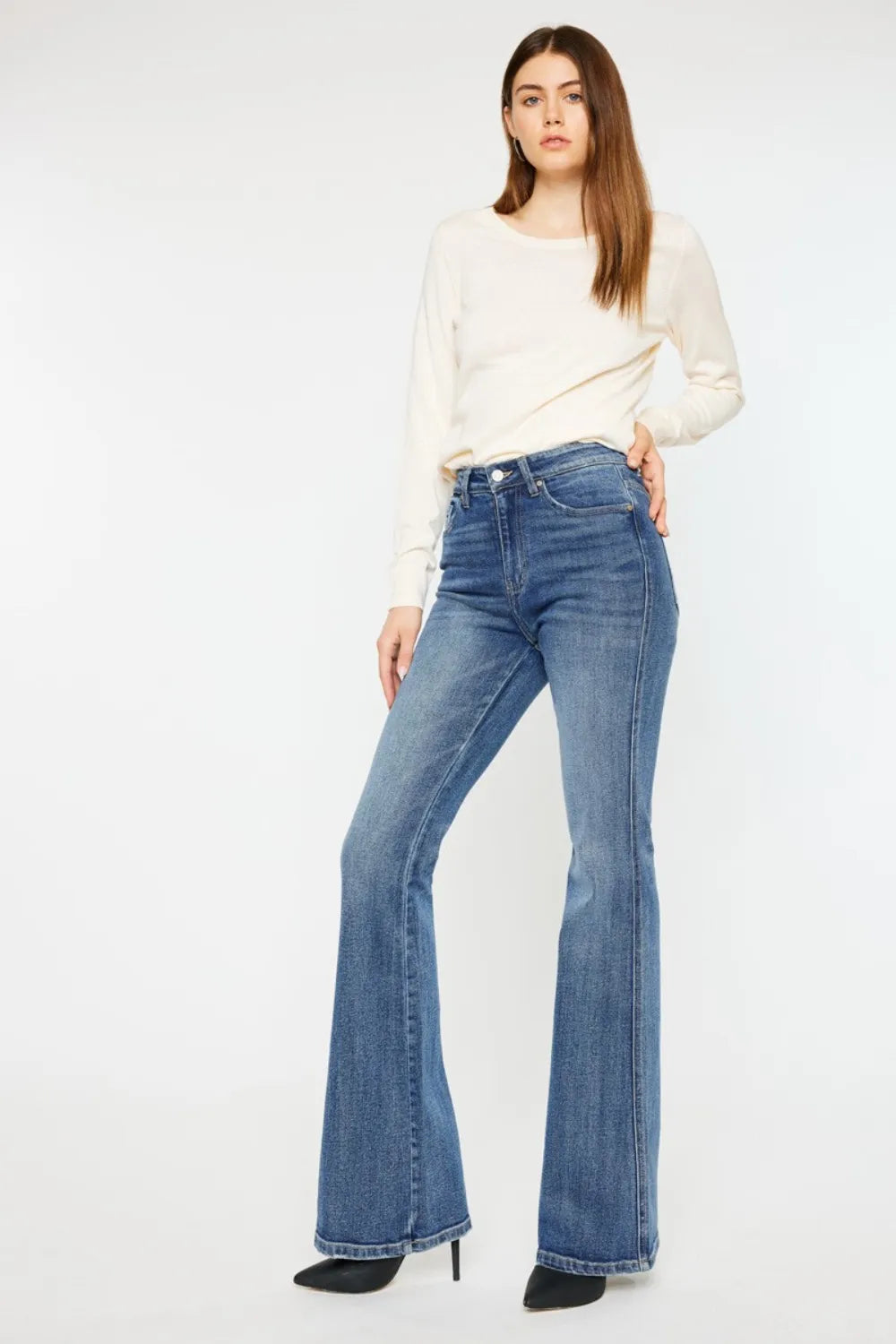 Kancan Whiskers High Waist Flare Jeans-Denim-Krush Kandy, Women's Online Fashion Boutique Located in Phoenix, Arizona (Scottsdale Area)