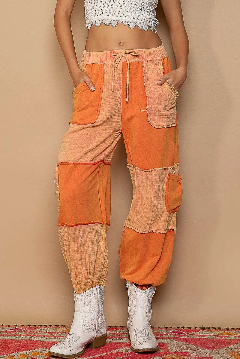 POL Drawstring Pocketed Contrast Jogger Pants-Joggers-Krush Kandy, Women's Online Fashion Boutique Located in Phoenix, Arizona (Scottsdale Area)