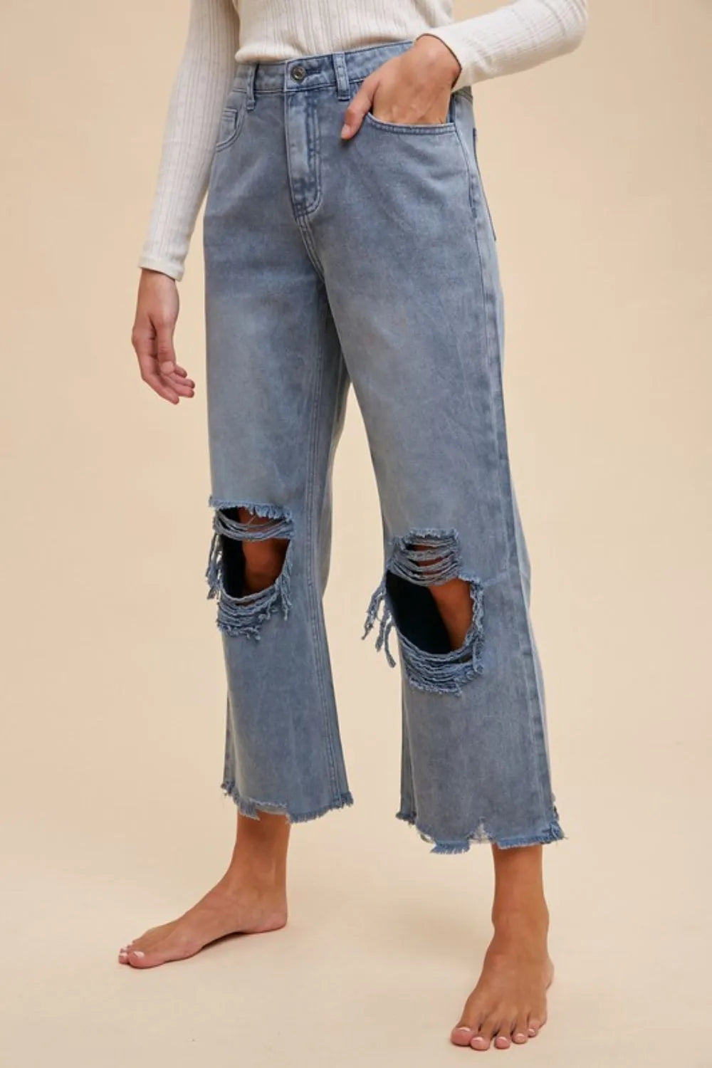 Annie Wear Distressed Raw Hem Jeans-Jeans-Krush Kandy, Women's Online Fashion Boutique Located in Phoenix, Arizona (Scottsdale Area)