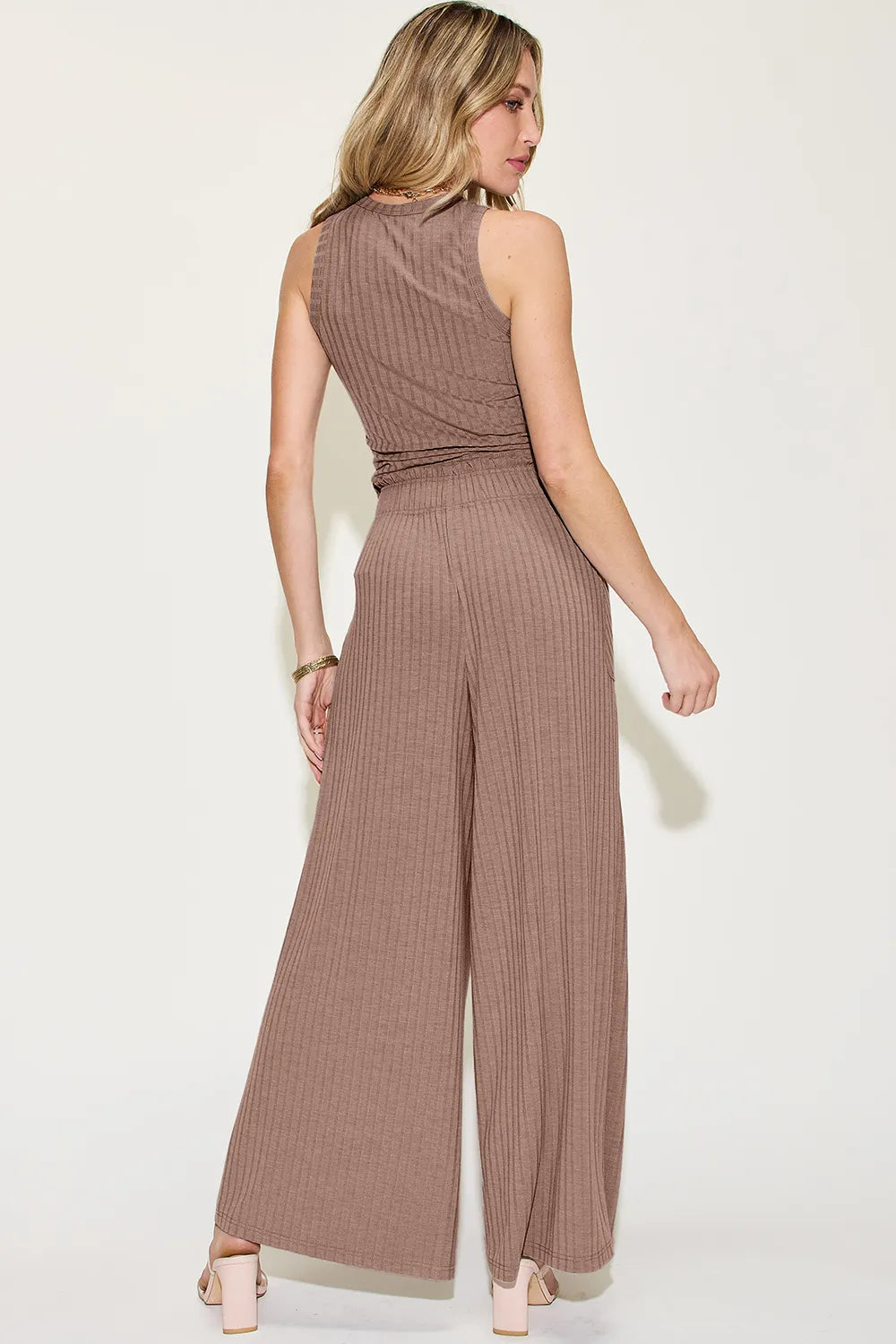 Basic Bae Full Size Ribbed Tank and Wide Leg Pants Set-2 Piece Outfit Sets-Krush Kandy, Women's Online Fashion Boutique Located in Phoenix, Arizona (Scottsdale Area)