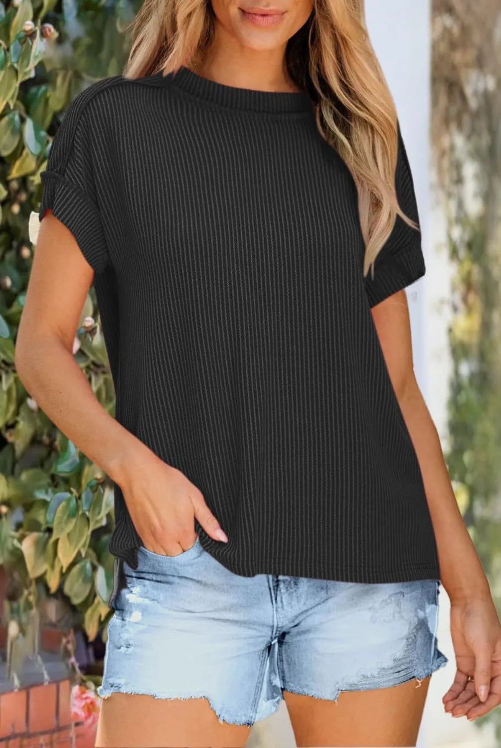 Round Neck Short Sleeve T-Shirt-Krush Kandy, Women's Online Fashion Boutique Located in Phoenix, Arizona (Scottsdale Area)