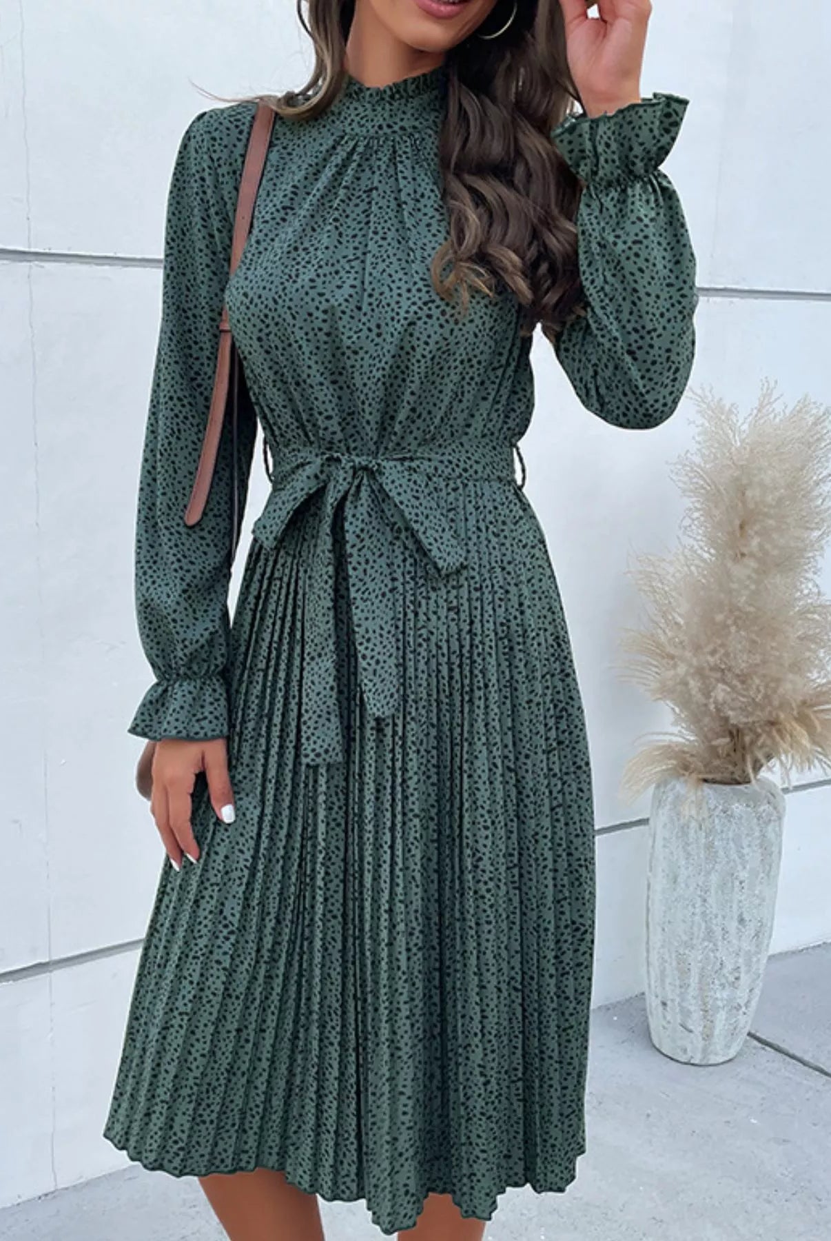 Animal Print Mock Neck Flounce Sleeve Dress-Dresses-Krush Kandy, Women's Online Fashion Boutique Located in Phoenix, Arizona (Scottsdale Area)