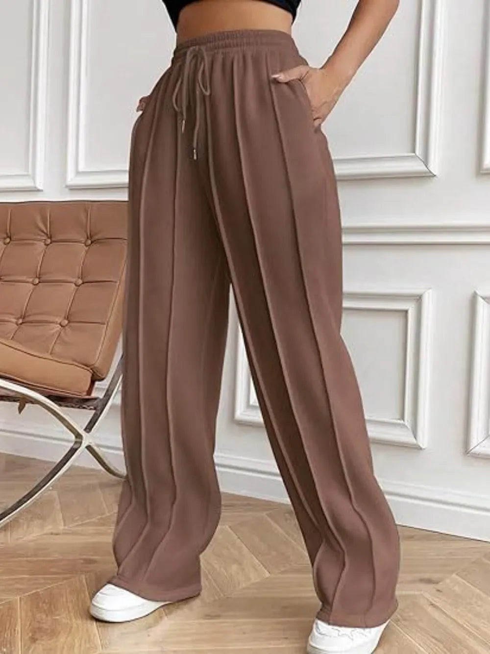 Drawstring Wide Leg Pants with Pockets-PANTS-Krush Kandy, Women's Online Fashion Boutique Located in Phoenix, Arizona (Scottsdale Area)