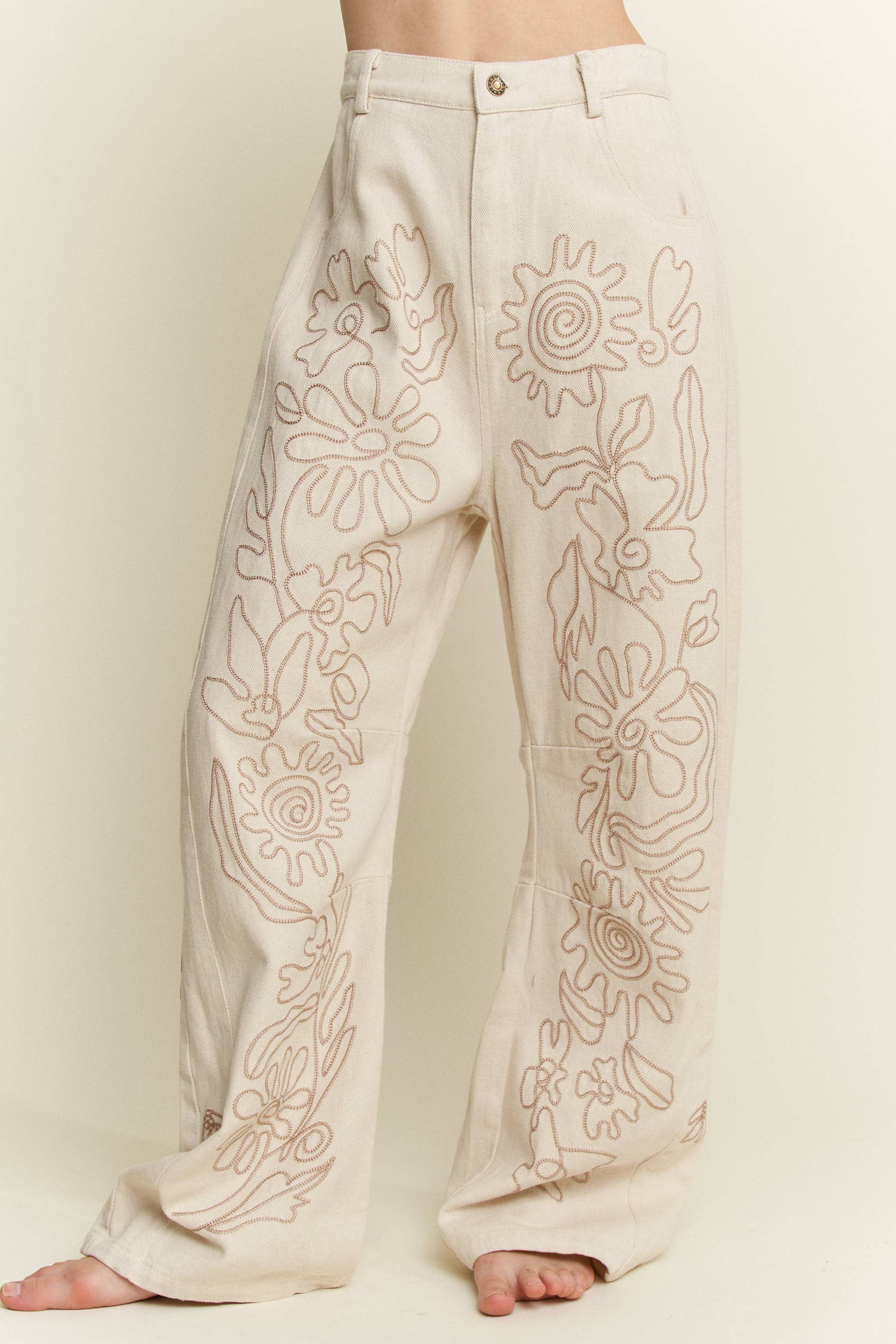 Floral Embroidered Twill Straight Western Jeans-Jeans-Krush Kandy, Women's Online Fashion Boutique Located in Phoenix, Arizona (Scottsdale Area)