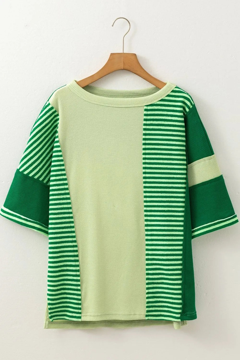 Lime Lane Waffle-Knit Colorblock Top-Short Sleeve Tops-Krush Kandy, Women's Online Fashion Boutique Located in Phoenix, Arizona (Scottsdale Area)
