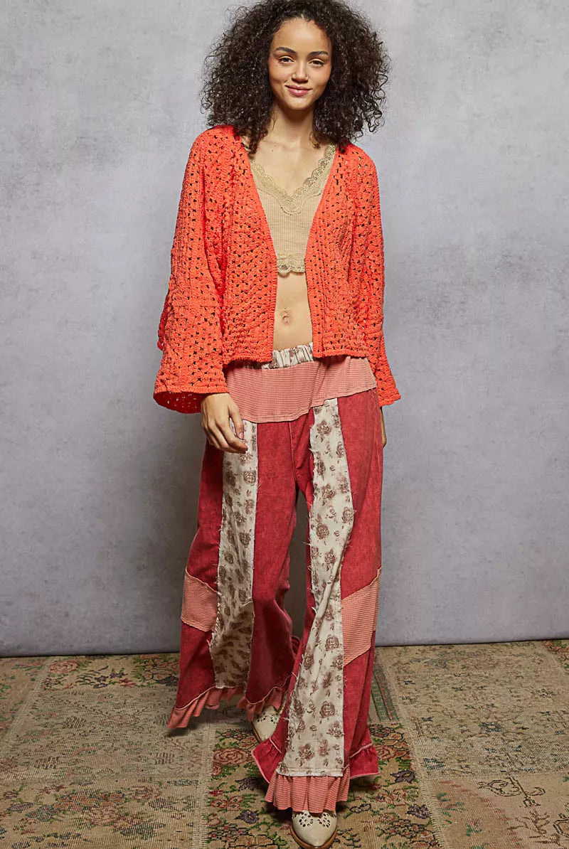 POL Open Front Cardigan with Crochet Patterns-Sweater-Krush Kandy, Women's Online Fashion Boutique Located in Phoenix, Arizona (Scottsdale Area)