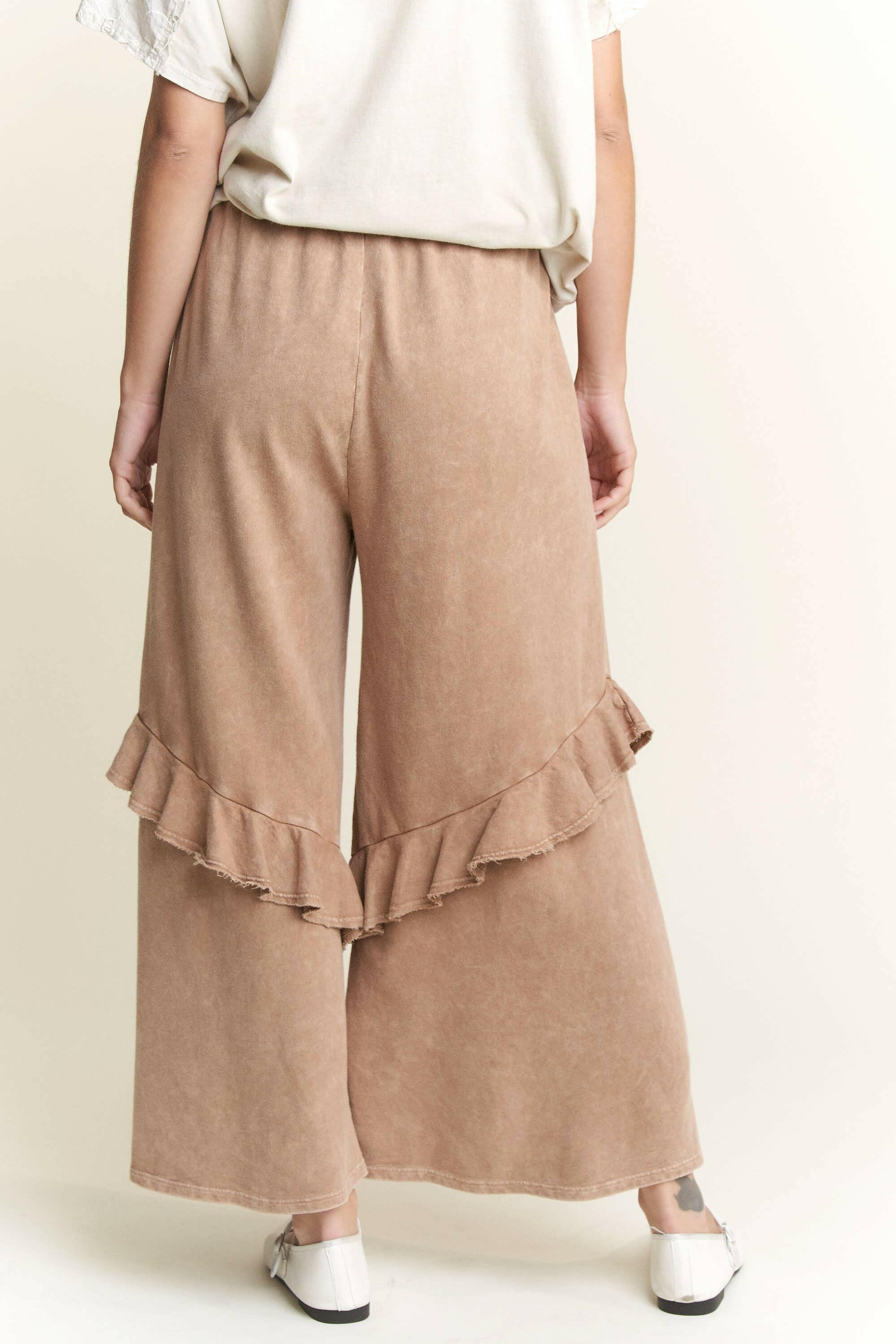 J.HER Mineral Wash Eyelet Pocket Ruffle Pants-Krush Kandy, Women's Online Fashion Boutique Located in Phoenix, Arizona (Scottsdale Area)