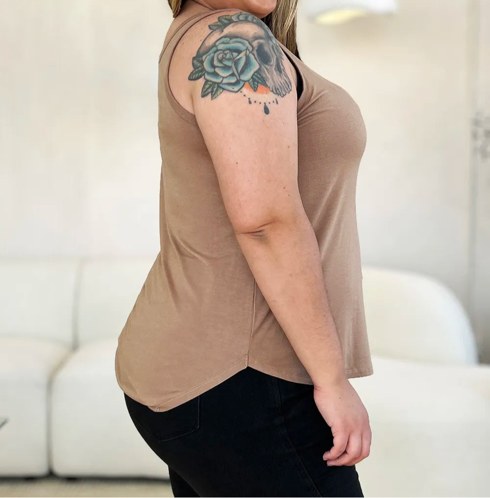 Basic Bae Full Size Round Neck Curved Hem Tank-Tops-Krush Kandy, Women's Online Fashion Boutique Located in Phoenix, Arizona (Scottsdale Area)