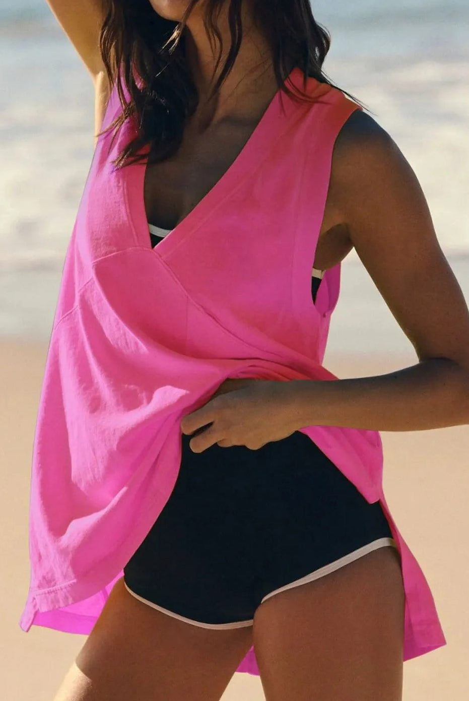 Side Slit V-Neck Tank-Tanks-Krush Kandy, Women's Online Fashion Boutique Located in Phoenix, Arizona (Scottsdale Area)