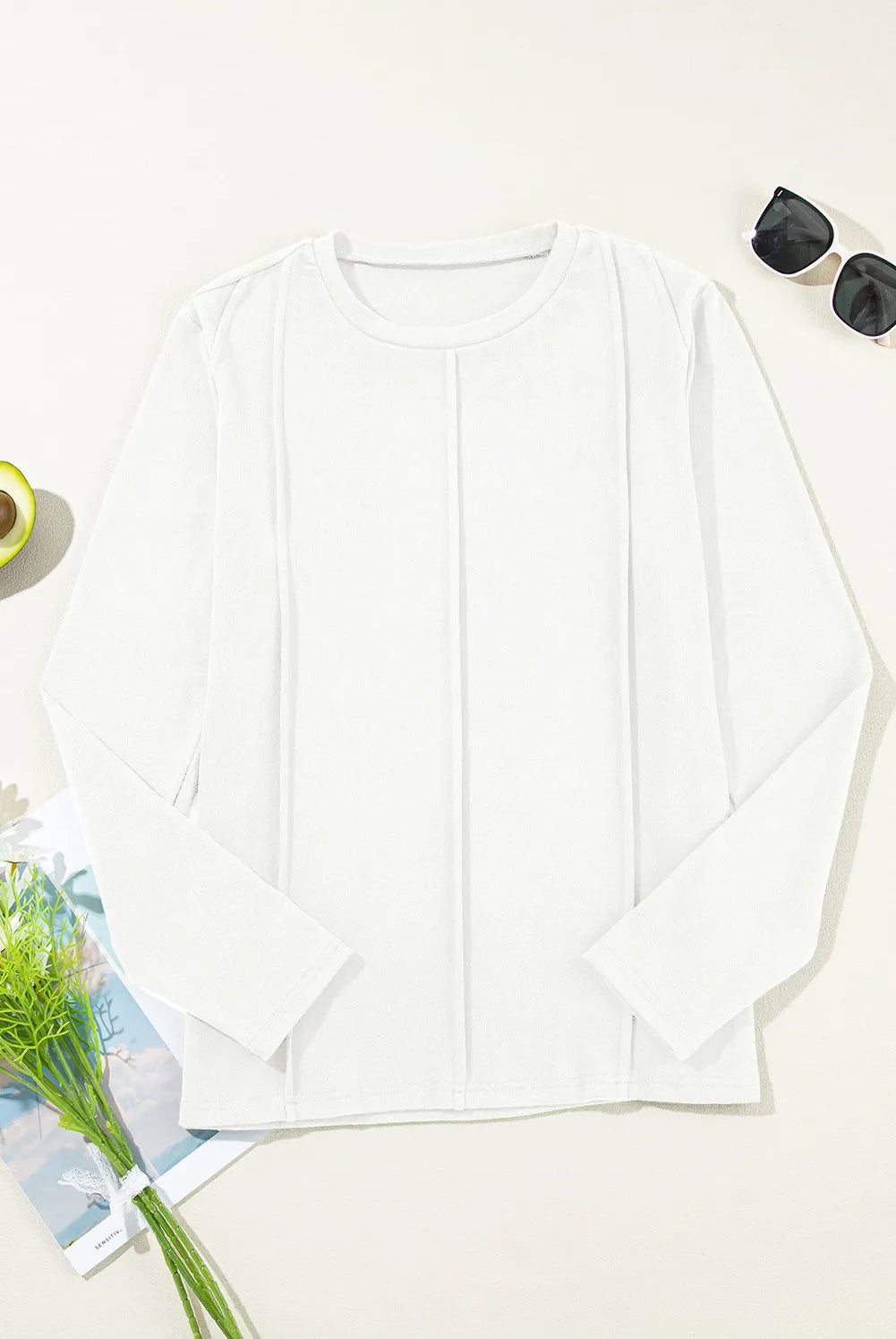 Polished White Long Sleeve Top-Sweaters-Krush Kandy, Women's Online Fashion Boutique Located in Phoenix, Arizona (Scottsdale Area)