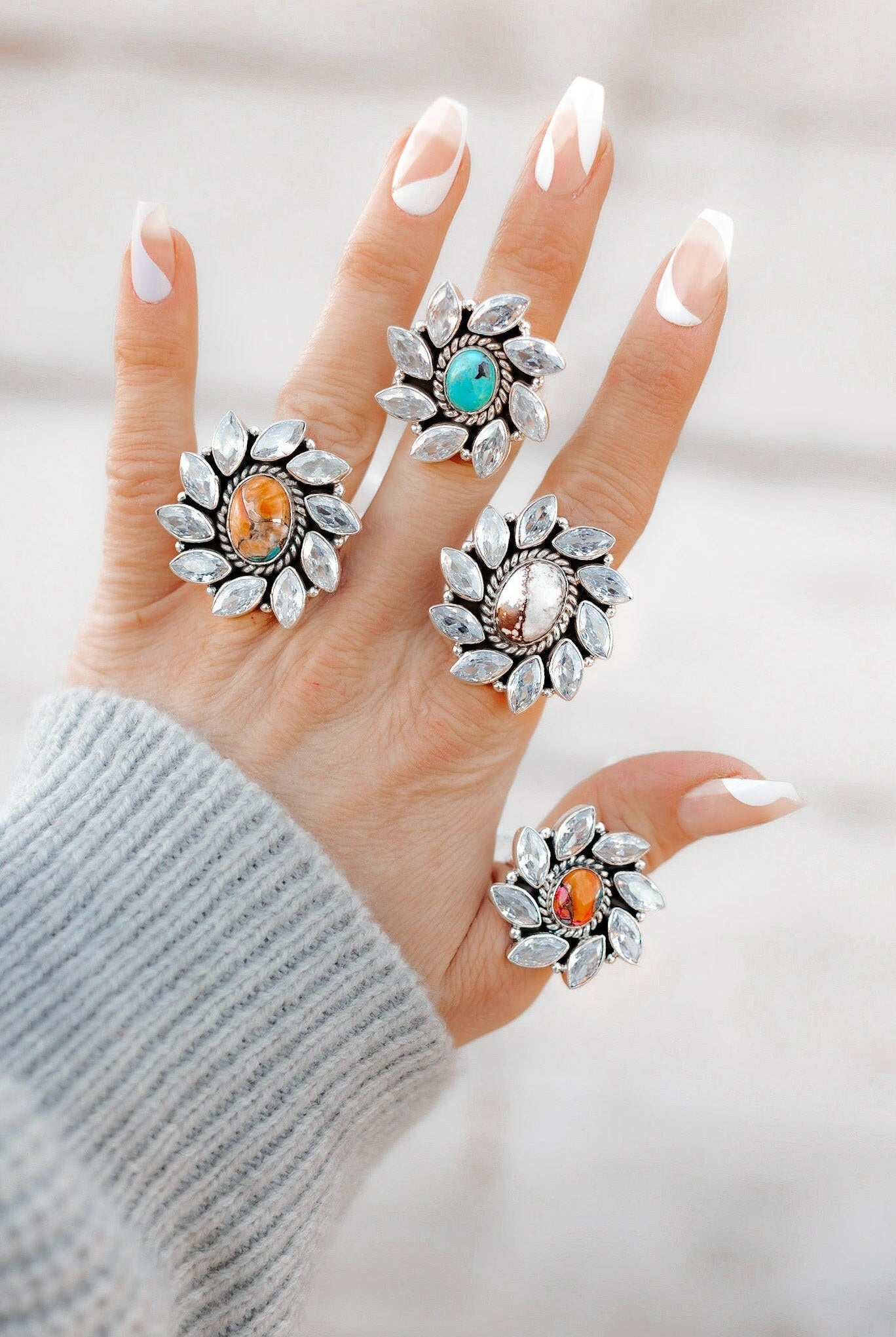 A Drift Away Krystal Stone Sterling Silver Rings-Krush Kandy, Women's Online Fashion Boutique Located in Phoenix, Arizona (Scottsdale Area)