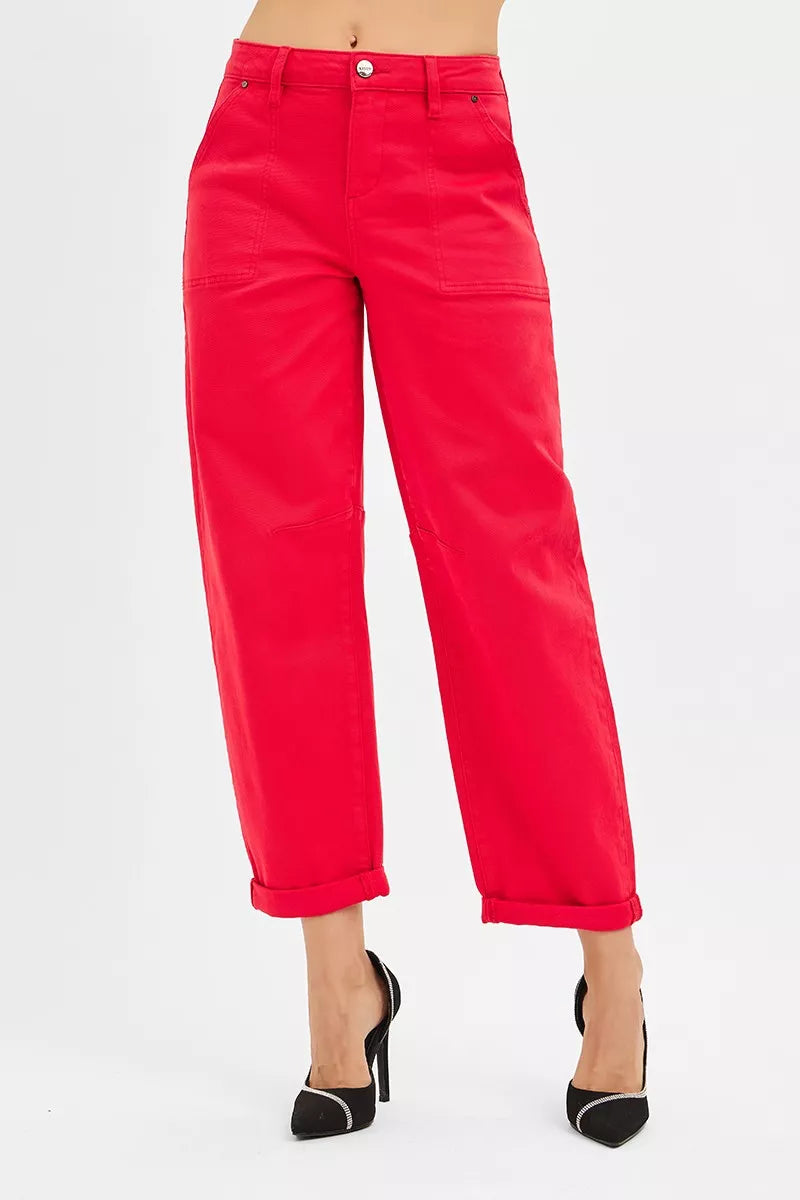 RISEN High Rise Ankle Cuffed Barrel Pants-Jeans-Krush Kandy, Women's Online Fashion Boutique Located in Phoenix, Arizona (Scottsdale Area)