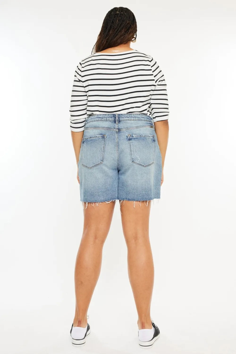 Kancan Full Size Raw Hem High Waist Denim Shorts-shorts-Krush Kandy, Women's Online Fashion Boutique Located in Phoenix, Arizona (Scottsdale Area)