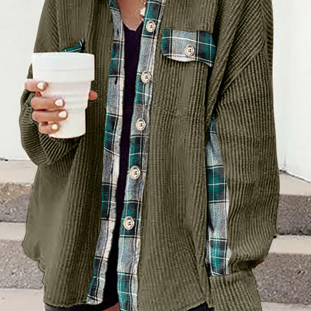Plaid Button Down Collared Jacket-Krush Kandy, Women's Online Fashion Boutique Located in Phoenix, Arizona (Scottsdale Area)