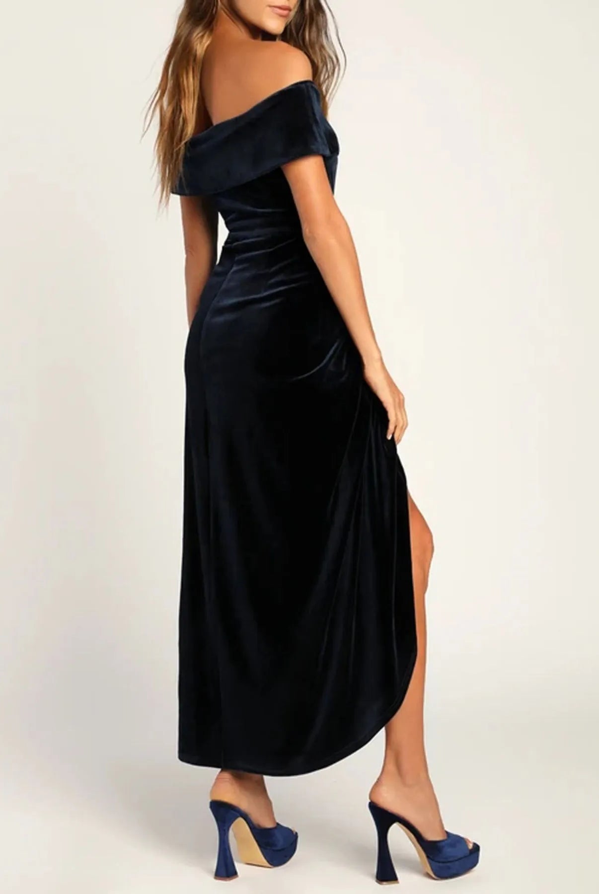 Off-Shoulder Wrap Dress with Side Slit-Dresses-Krush Kandy, Women's Online Fashion Boutique Located in Phoenix, Arizona (Scottsdale Area)
