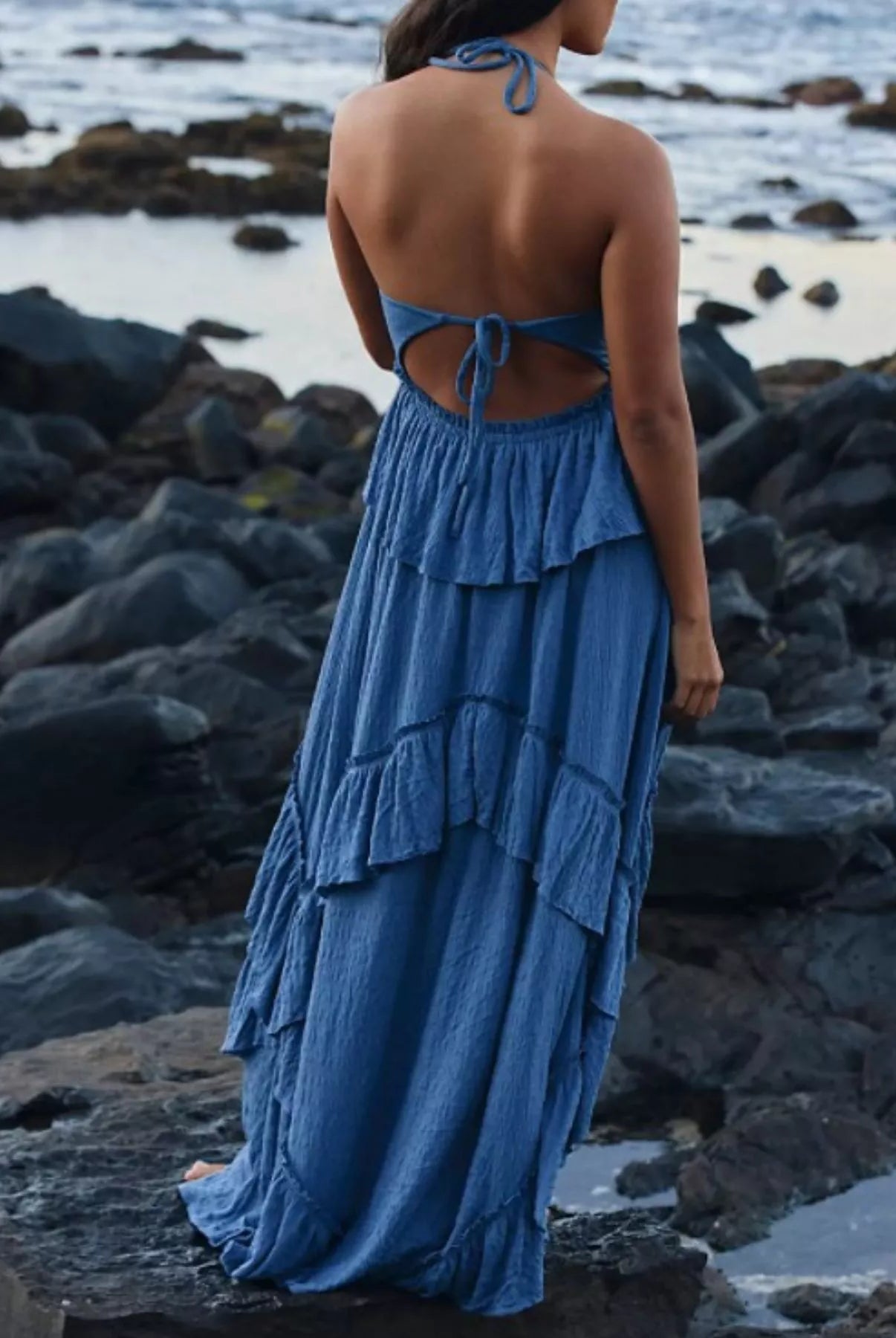 Ruffled Halter Neck Maxi Dress-Dresses-Krush Kandy, Women's Online Fashion Boutique Located in Phoenix, Arizona (Scottsdale Area)