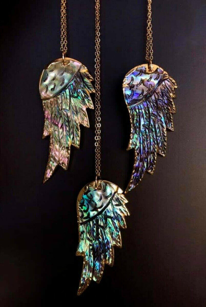 Abalone Wing Necklace-Chain Necklaces-Krush Kandy, Women's Online Fashion Boutique Located in Phoenix, Arizona (Scottsdale Area)