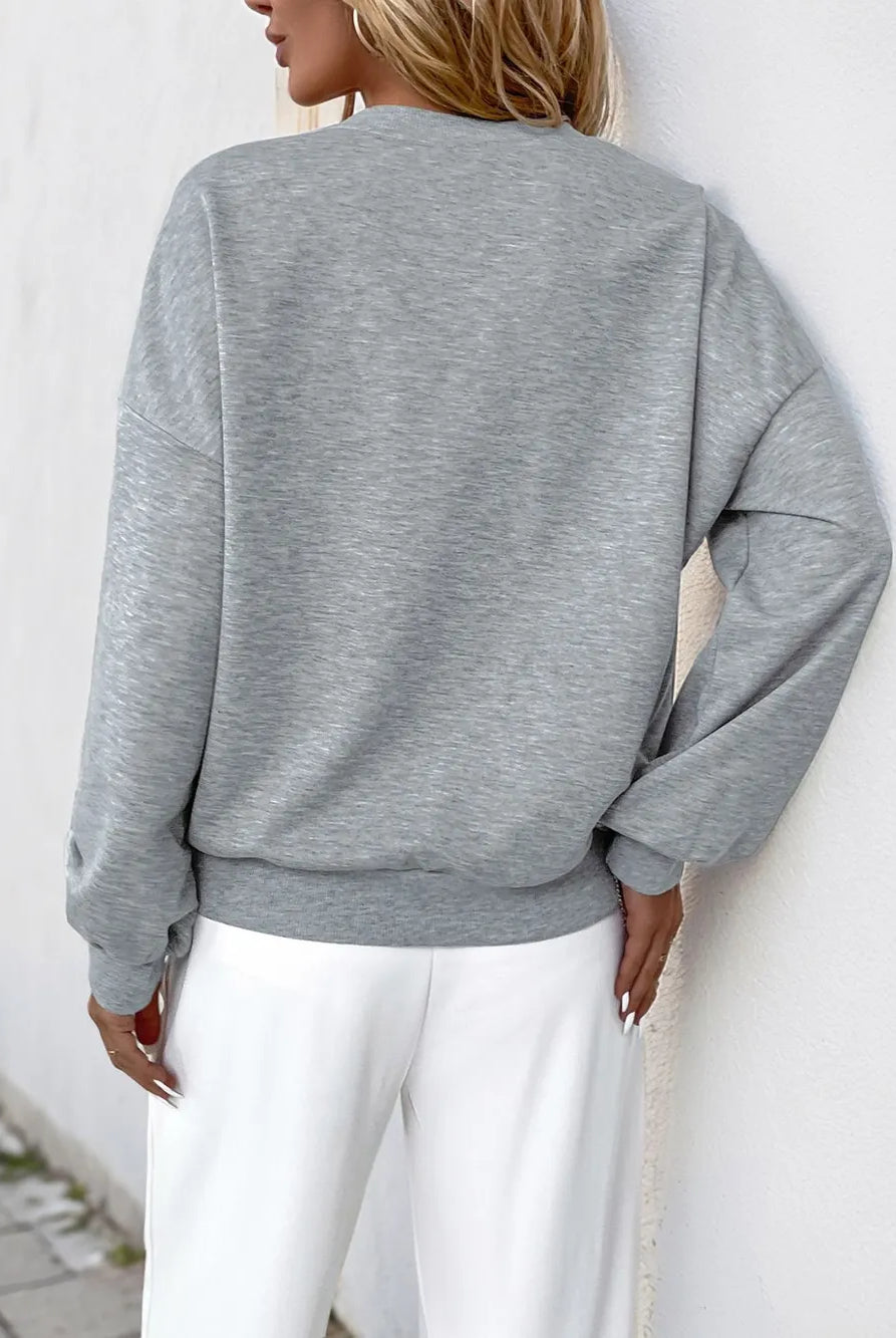 Perfee Cutout Pearl Round Neck Long Sleeve Sweatshirt-Sweaters-Krush Kandy, Women's Online Fashion Boutique Located in Phoenix, Arizona (Scottsdale Area)