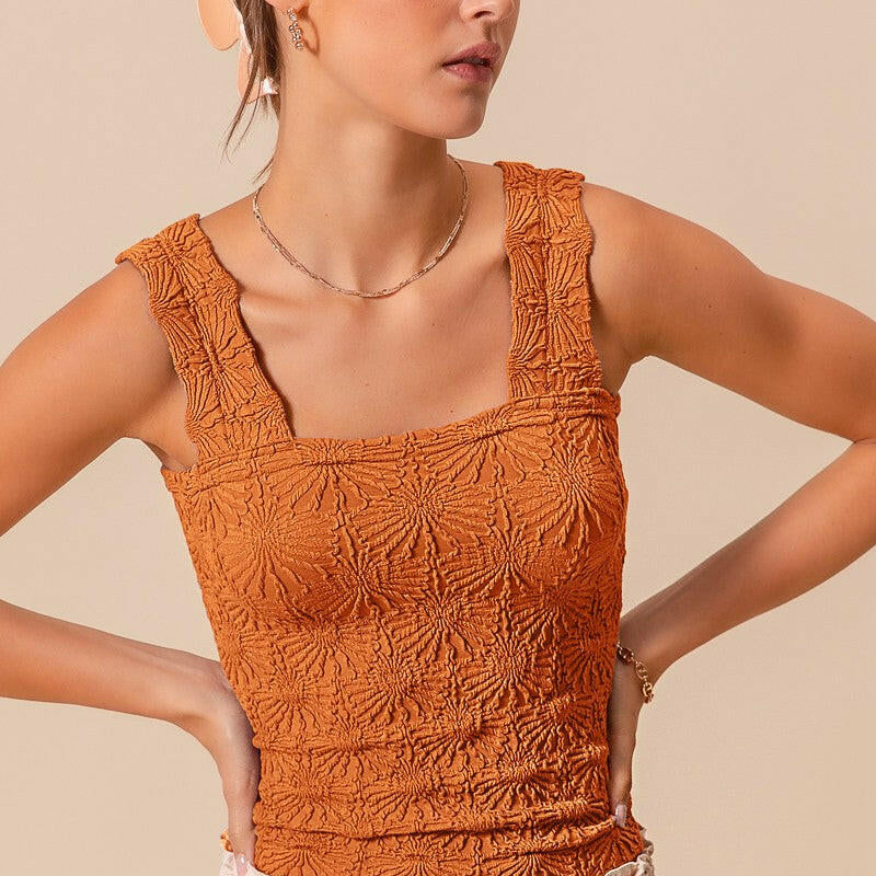 Textured Jacquard Knit Tank Top-Tanks-Krush Kandy, Women's Online Fashion Boutique Located in Phoenix, Arizona (Scottsdale Area)