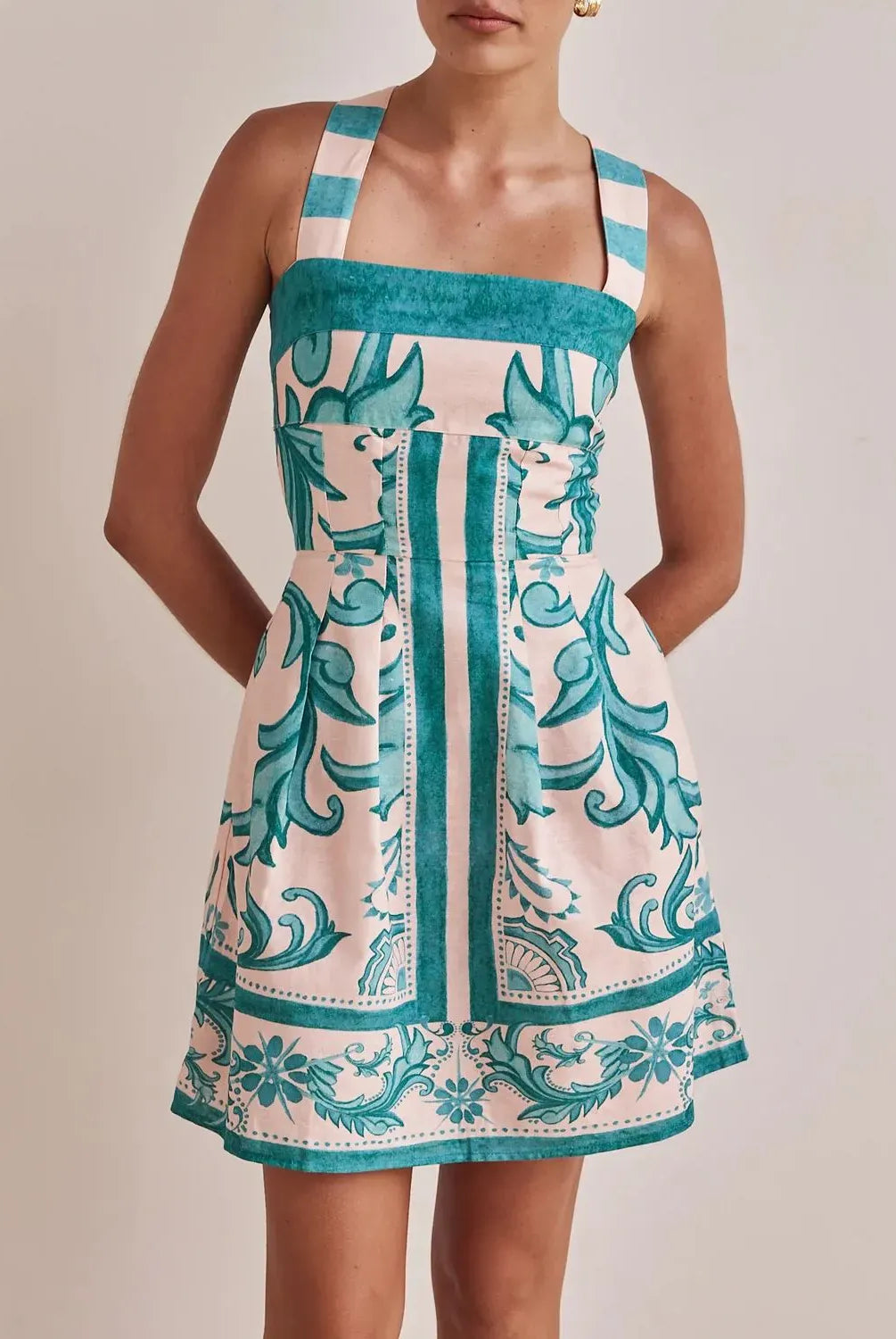 Printed Square Neck Midi Dress-Dresses-Krush Kandy, Women's Online Fashion Boutique Located in Phoenix, Arizona (Scottsdale Area)