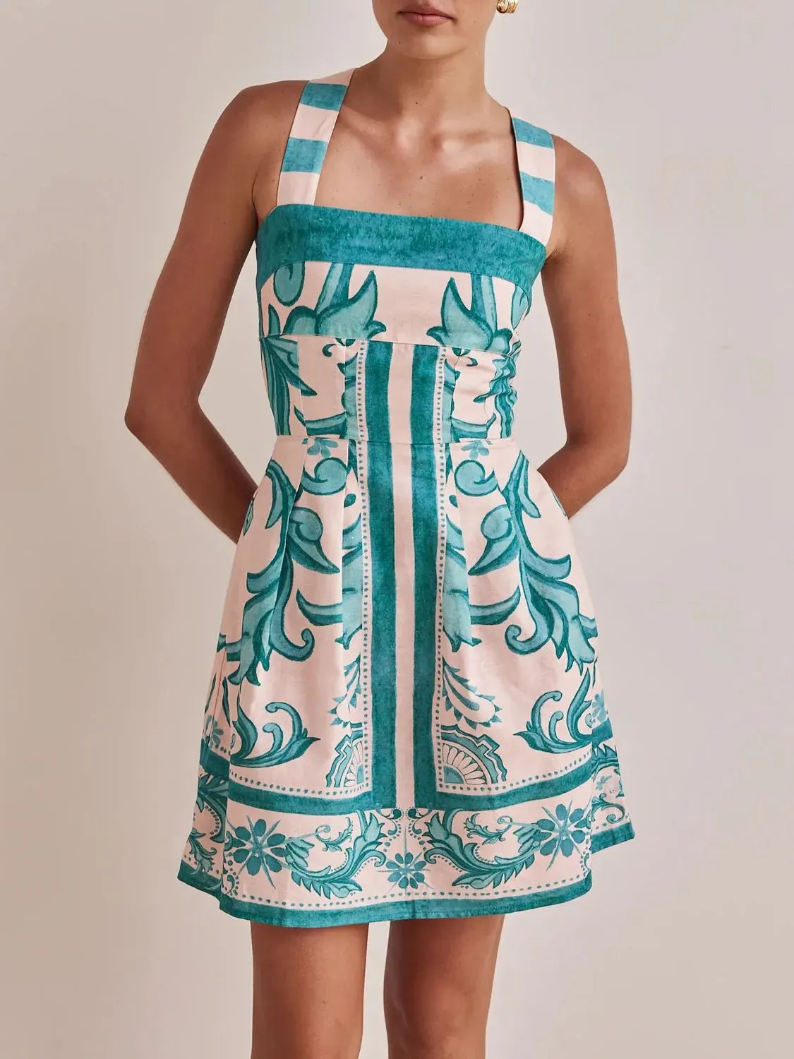 Printed Square Neck Midi Dress-Dresses-Krush Kandy, Women's Online Fashion Boutique Located in Phoenix, Arizona (Scottsdale Area)