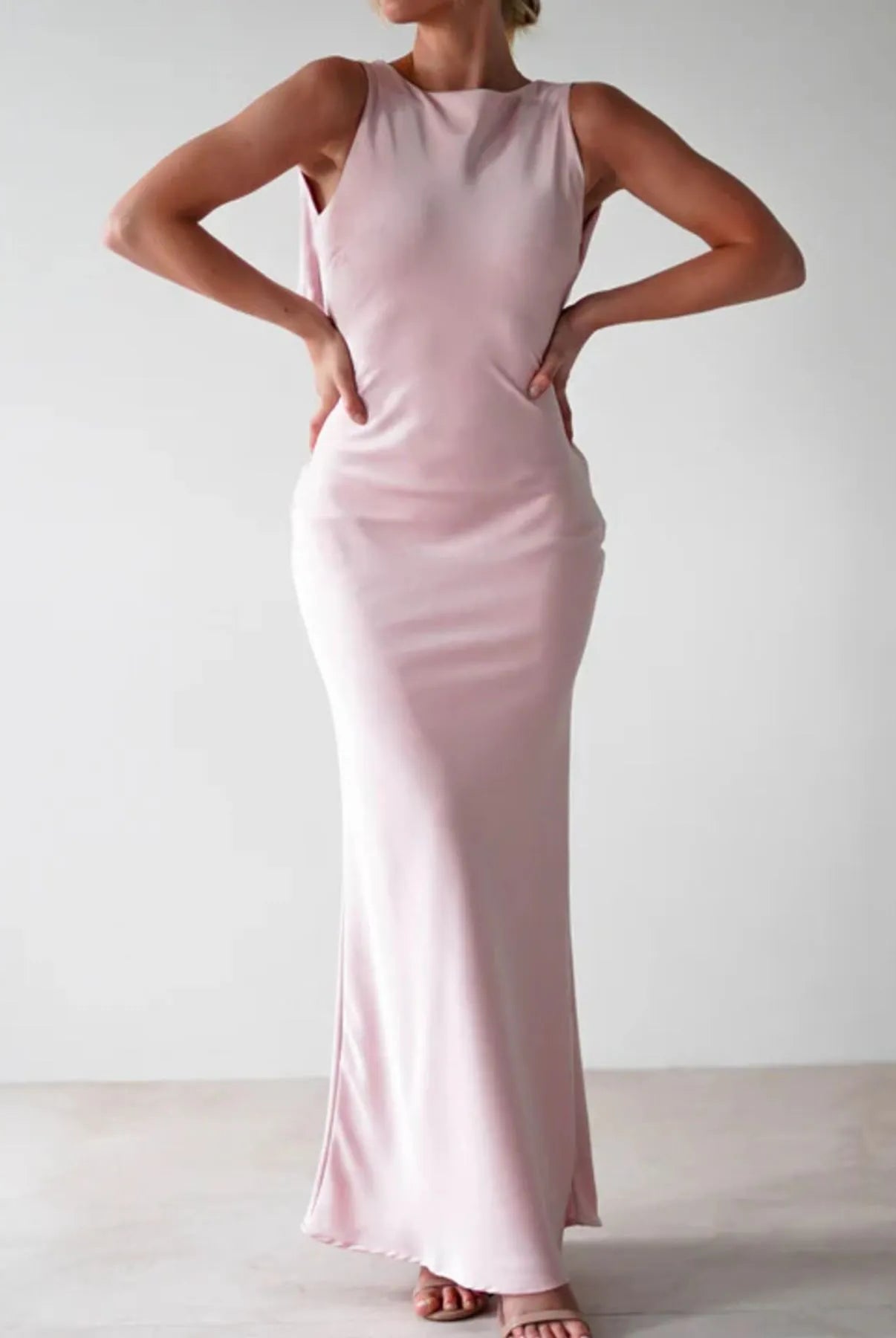 Satin Sleeveless Maxi Dress-Dresses-Krush Kandy, Women's Online Fashion Boutique Located in Phoenix, Arizona (Scottsdale Area)