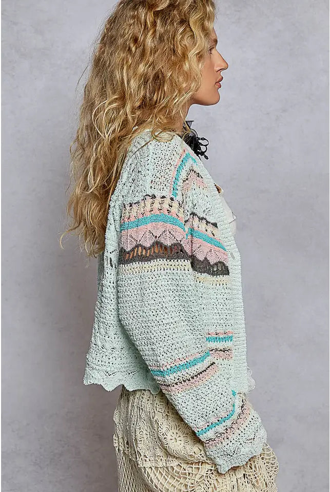 POL Scalloped Edge Detail Pointed Cardigan-Cardigans-Krush Kandy, Women's Online Fashion Boutique Located in Phoenix, Arizona (Scottsdale Area)