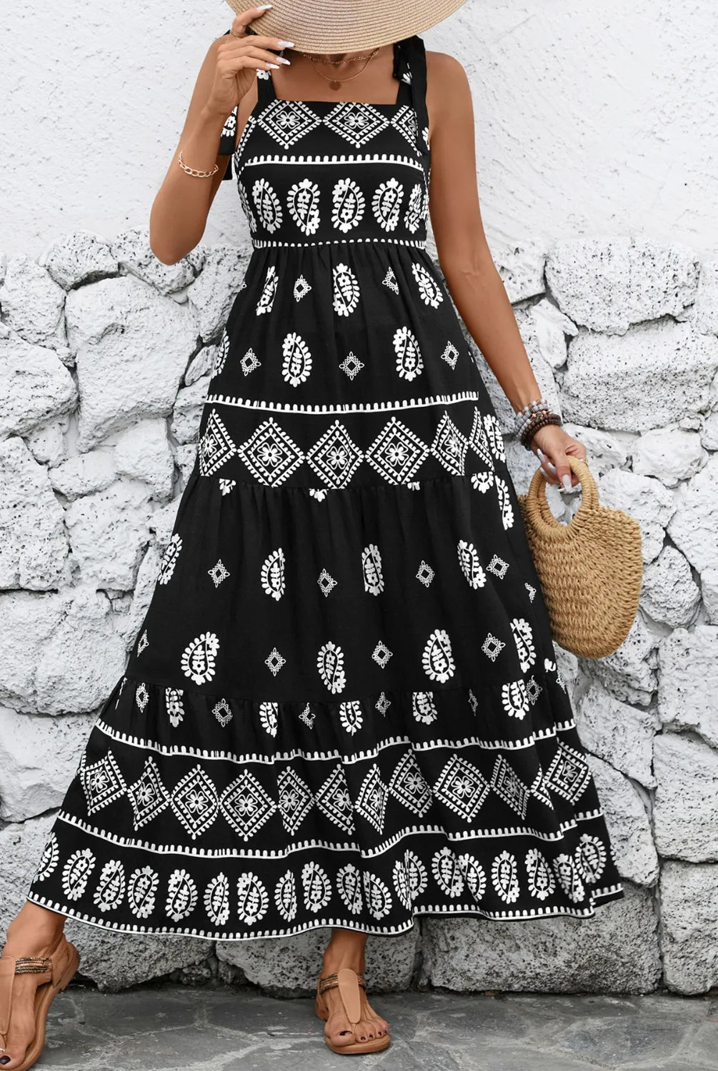 Printed Square Neck Maxi Cami Dress-Dresses-Krush Kandy, Women's Online Fashion Boutique Located in Phoenix, Arizona (Scottsdale Area)