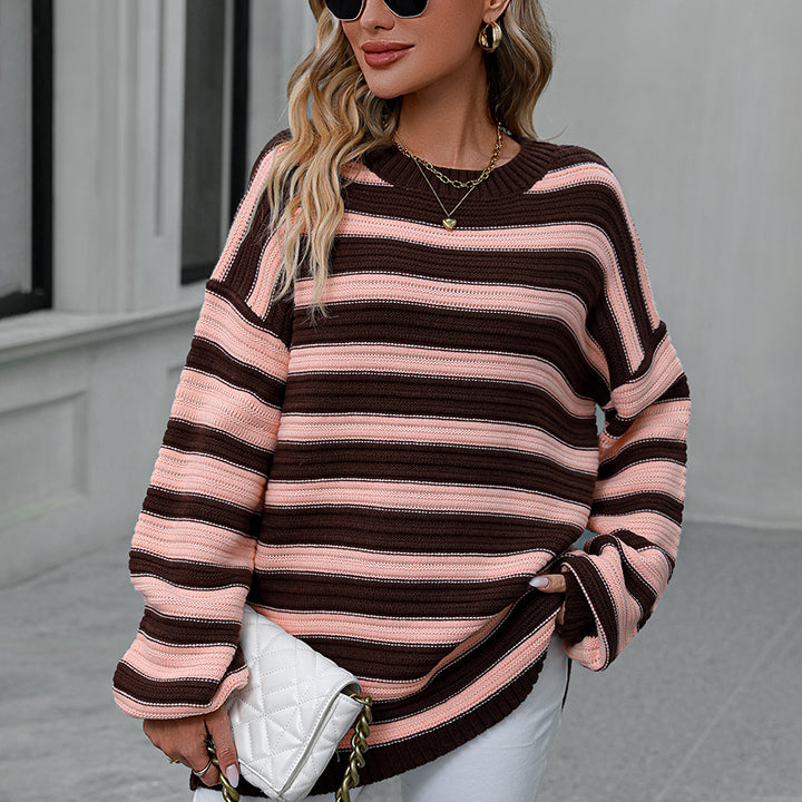 Striped Dropped Shoulder Sweater-Sweaters-Krush Kandy, Women's Online Fashion Boutique Located in Phoenix, Arizona (Scottsdale Area)