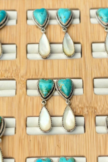 Lovers' Quarrel Turquoise & White Shell-Earrings-Krush Kandy, Women's Online Fashion Boutique Located in Phoenix, Arizona (Scottsdale Area)
