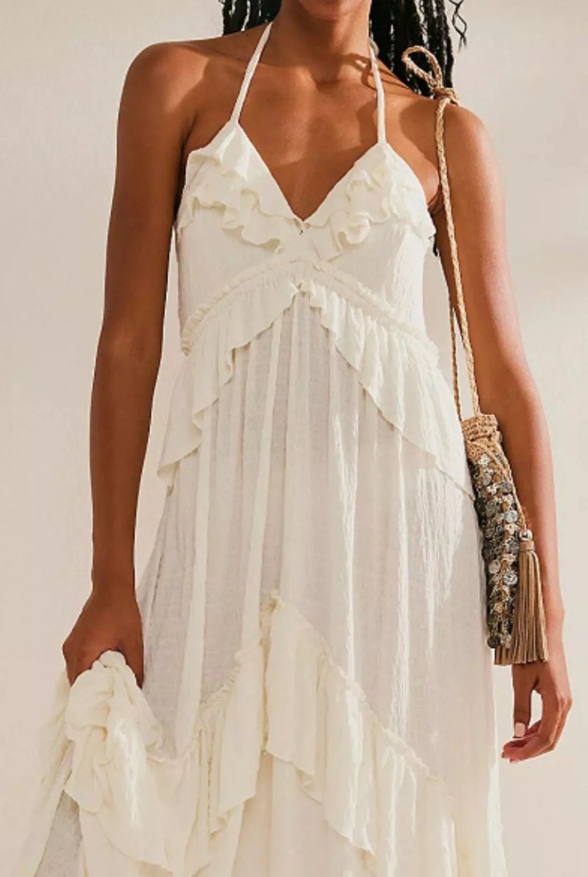 Ruffled Halter Neck Maxi Dress-Dresses-Krush Kandy, Women's Online Fashion Boutique Located in Phoenix, Arizona (Scottsdale Area)