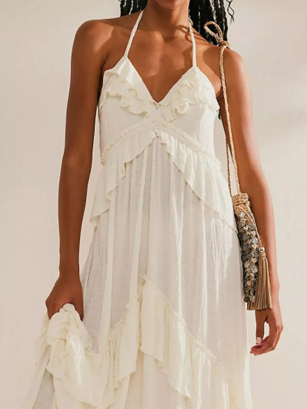 Ruffled Halter Neck Maxi Dress-Dresses-Krush Kandy, Women's Online Fashion Boutique Located in Phoenix, Arizona (Scottsdale Area)
