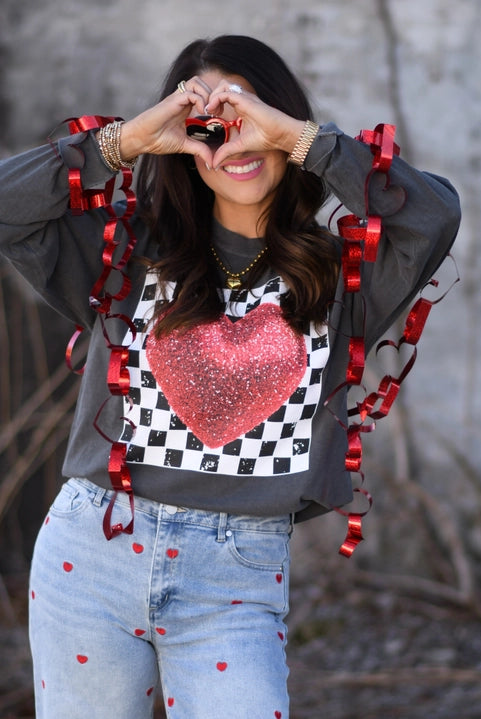 Checkerboard Heart Valentine Shirt-Graphic Tees-Krush Kandy, Women's Online Fashion Boutique Located in Phoenix, Arizona (Scottsdale Area)