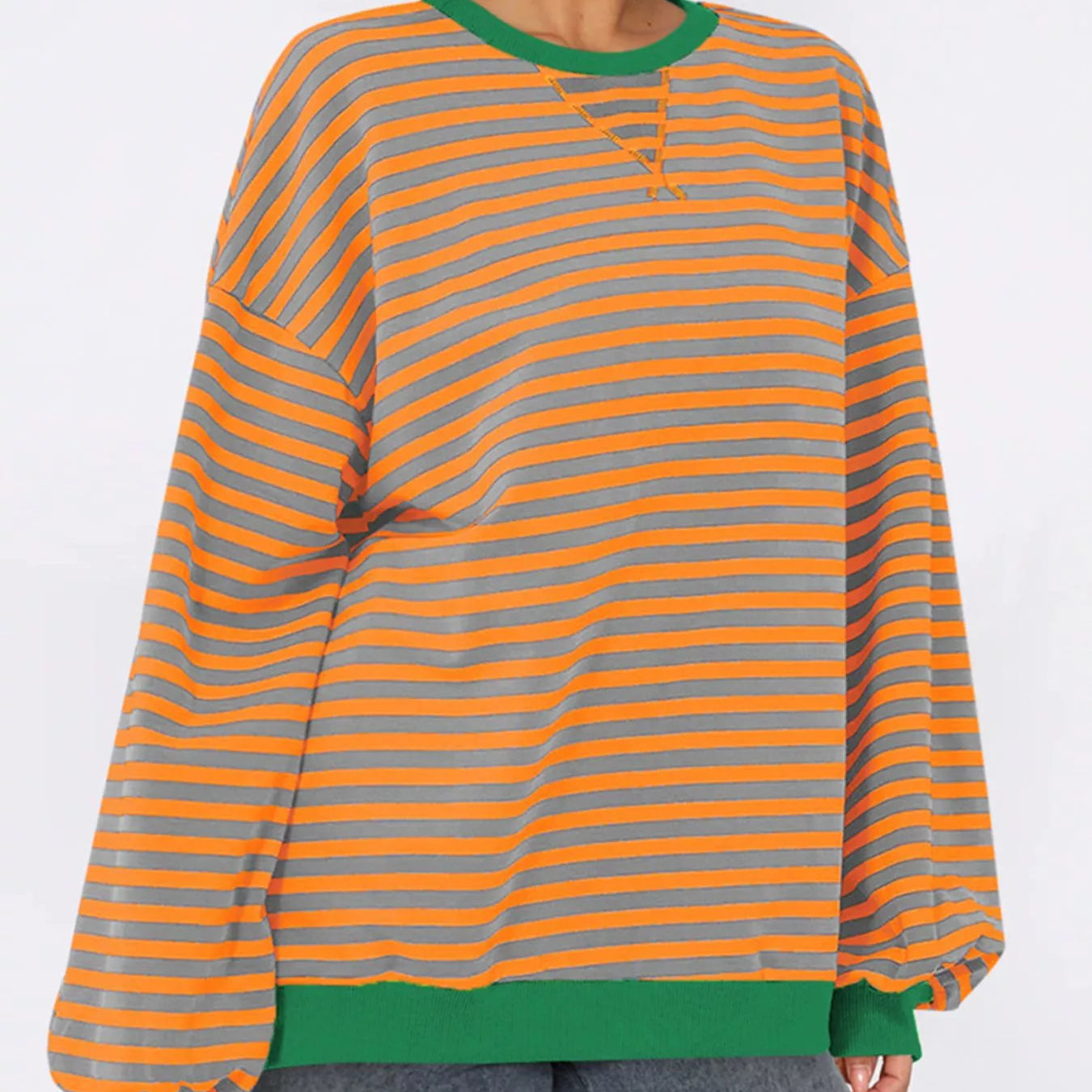 Striped Round Neck Long Sleeve Sweatshirt-Sweatshirt-Krush Kandy, Women's Online Fashion Boutique Located in Phoenix, Arizona (Scottsdale Area)