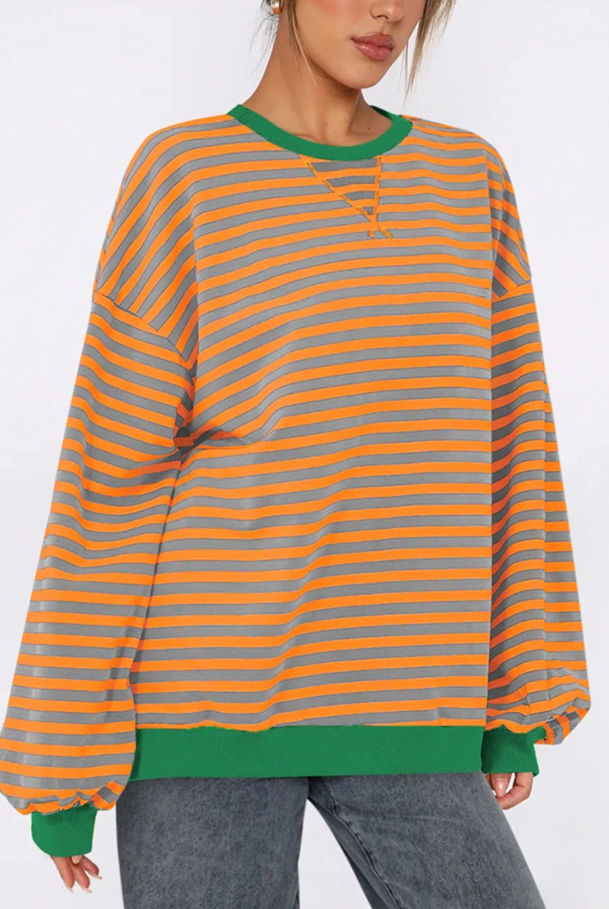 Striped Round Neck Long Sleeve Sweatshirt-Sweatshirt-Krush Kandy, Women's Online Fashion Boutique Located in Phoenix, Arizona (Scottsdale Area)