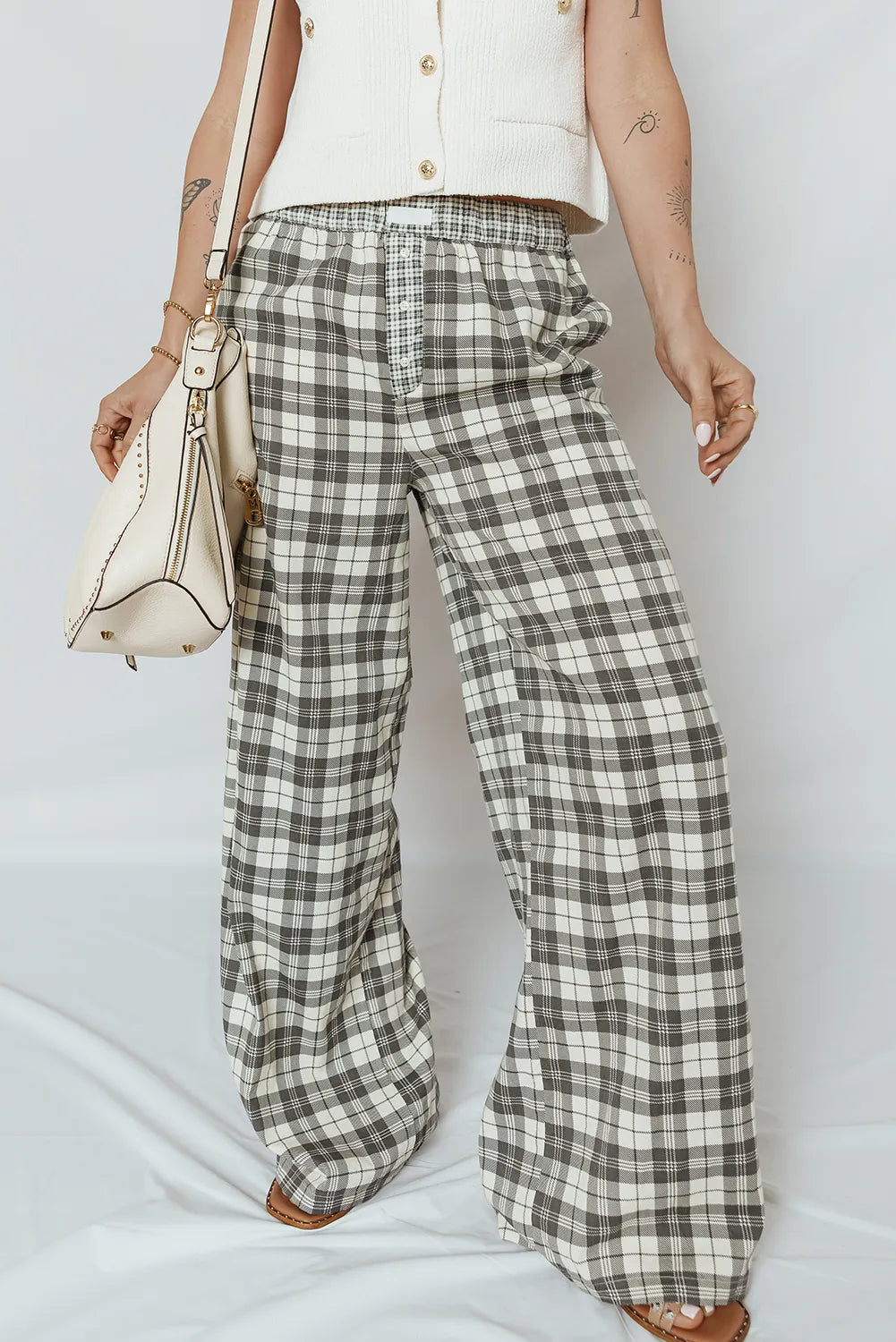 Plaid Wide-Leg Lounge Pants-Bottoms-Krush Kandy, Women's Online Fashion Boutique Located in Phoenix, Arizona (Scottsdale Area)