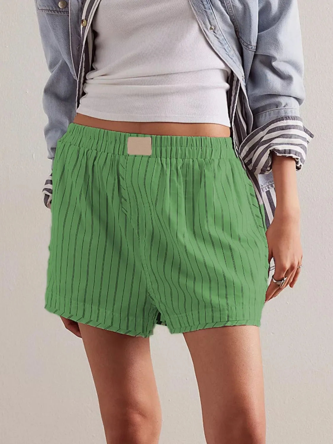Striped Elastic Waist Shorts-Krush Kandy, Women's Online Fashion Boutique Located in Phoenix, Arizona (Scottsdale Area)