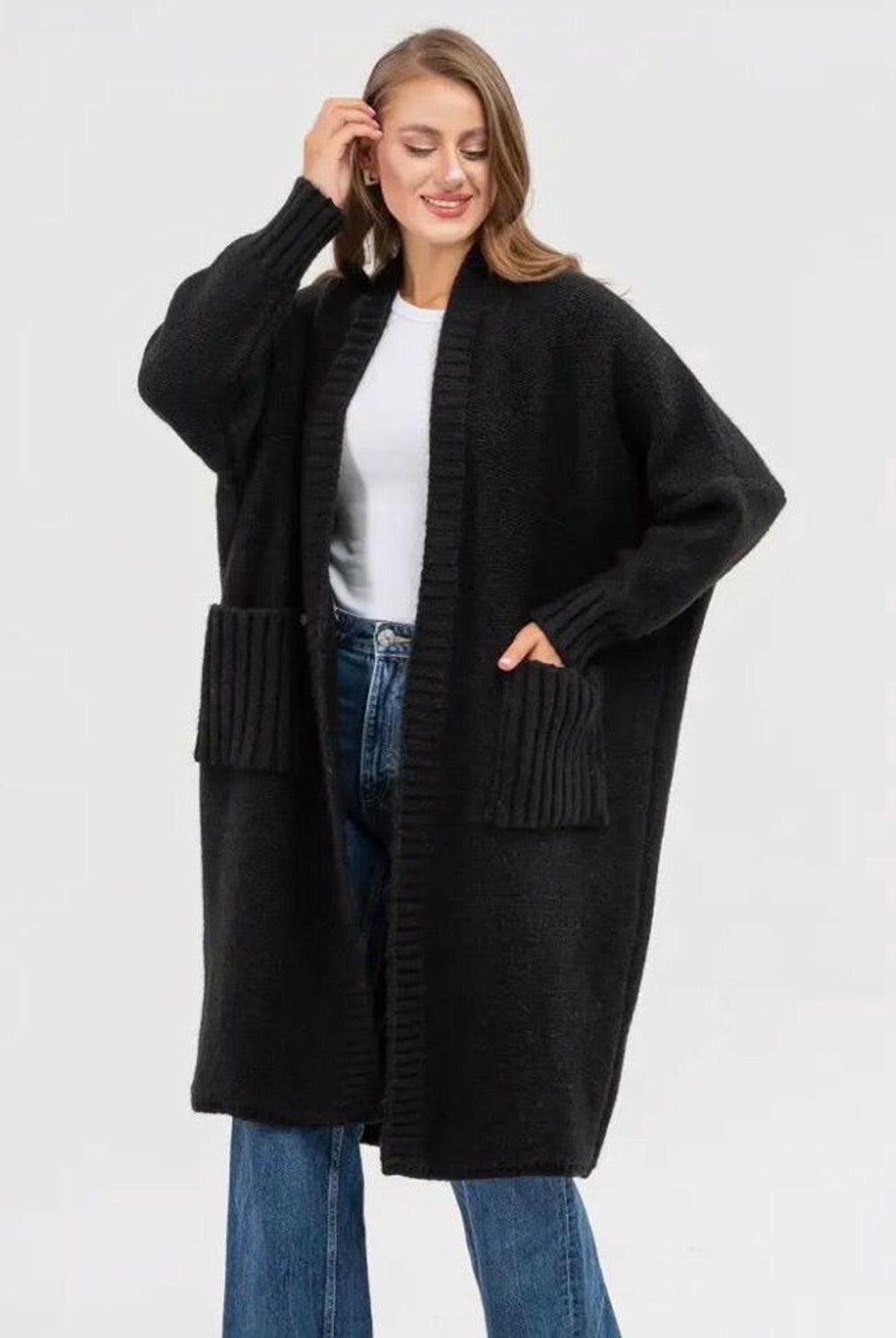 Pocketed Open Front Long Sleeve Longline Cardigan-Krush Kandy, Women's Online Fashion Boutique Located in Phoenix, Arizona (Scottsdale Area)