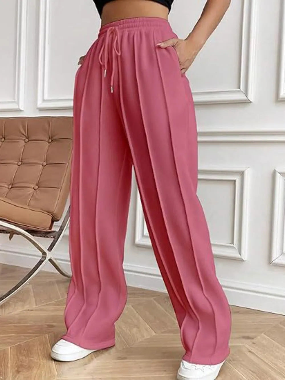 Drawstring Wide Leg Pants with Pockets-PANTS-Krush Kandy, Women's Online Fashion Boutique Located in Phoenix, Arizona (Scottsdale Area)