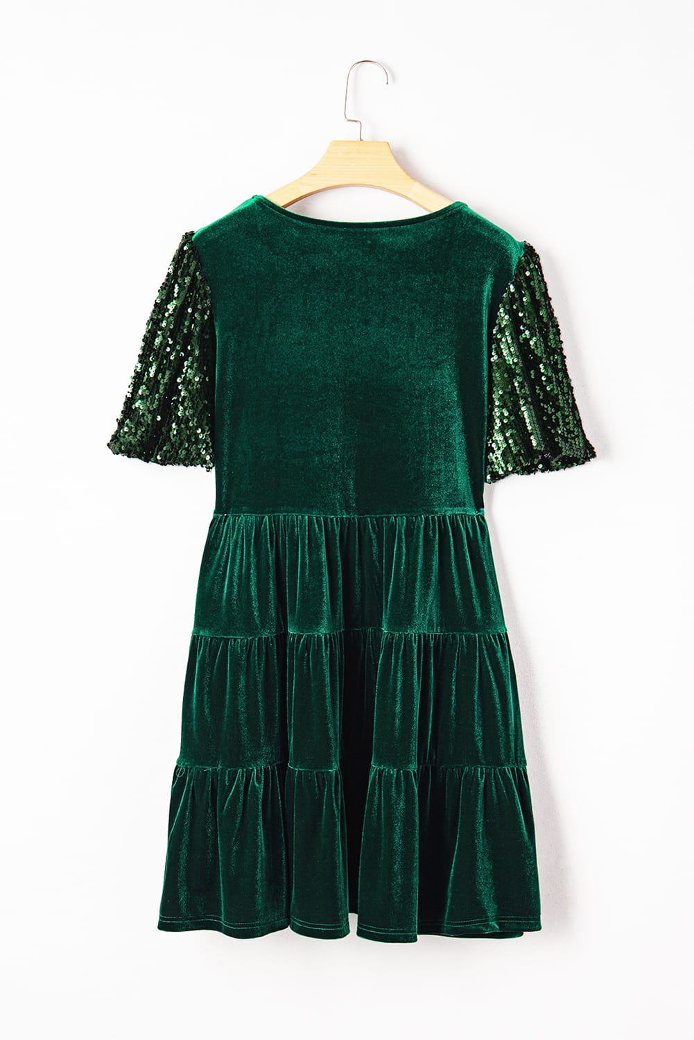 Evergreen Velvet Sequin Sleeve Dress-Dresses-Krush Kandy, Women's Online Fashion Boutique Located in Phoenix, Arizona (Scottsdale Area)