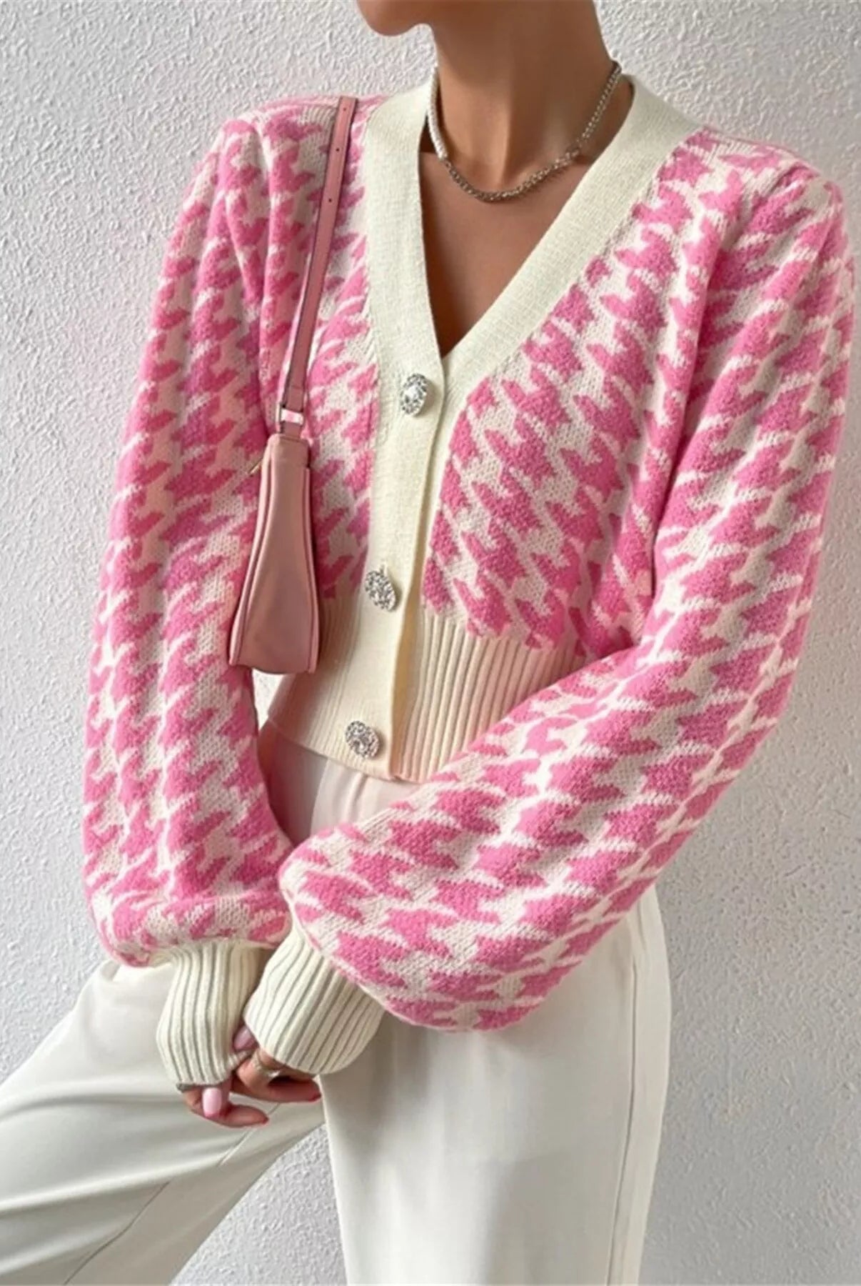 Houndstooth V-Neck Button Up Cardigan-Cardigan-Krush Kandy, Women's Online Fashion Boutique Located in Phoenix, Arizona (Scottsdale Area)