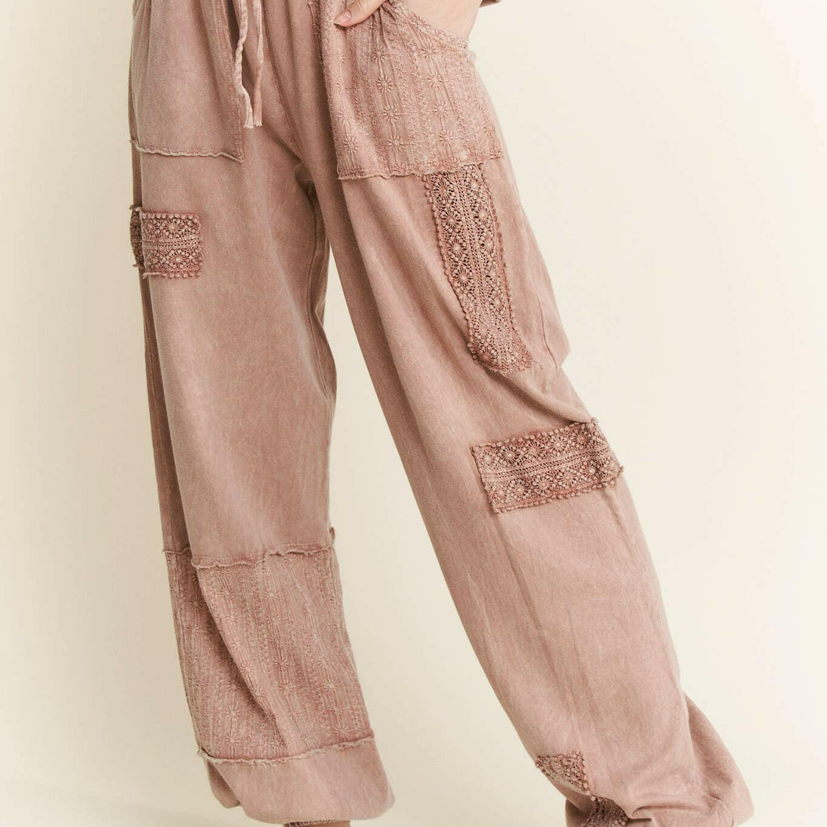 MineralWash Eyelet detailed Boho Joggers-Krush Kandy, Women's Online Fashion Boutique Located in Phoenix, Arizona (Scottsdale Area)