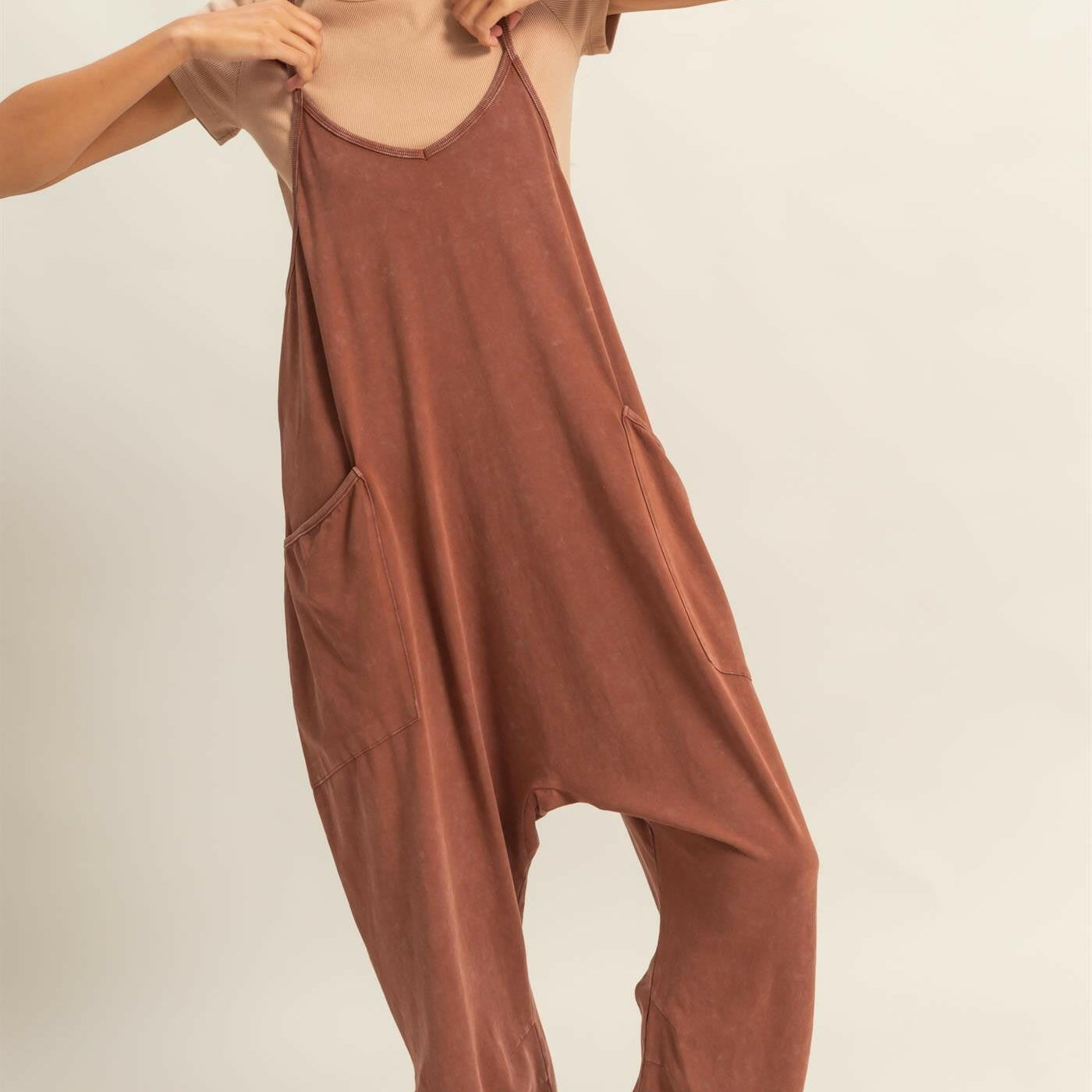 Relaxed Fit Mineral Washed Jumpsuit-Overalls-Krush Kandy, Women's Online Fashion Boutique Located in Phoenix, Arizona (Scottsdale Area)