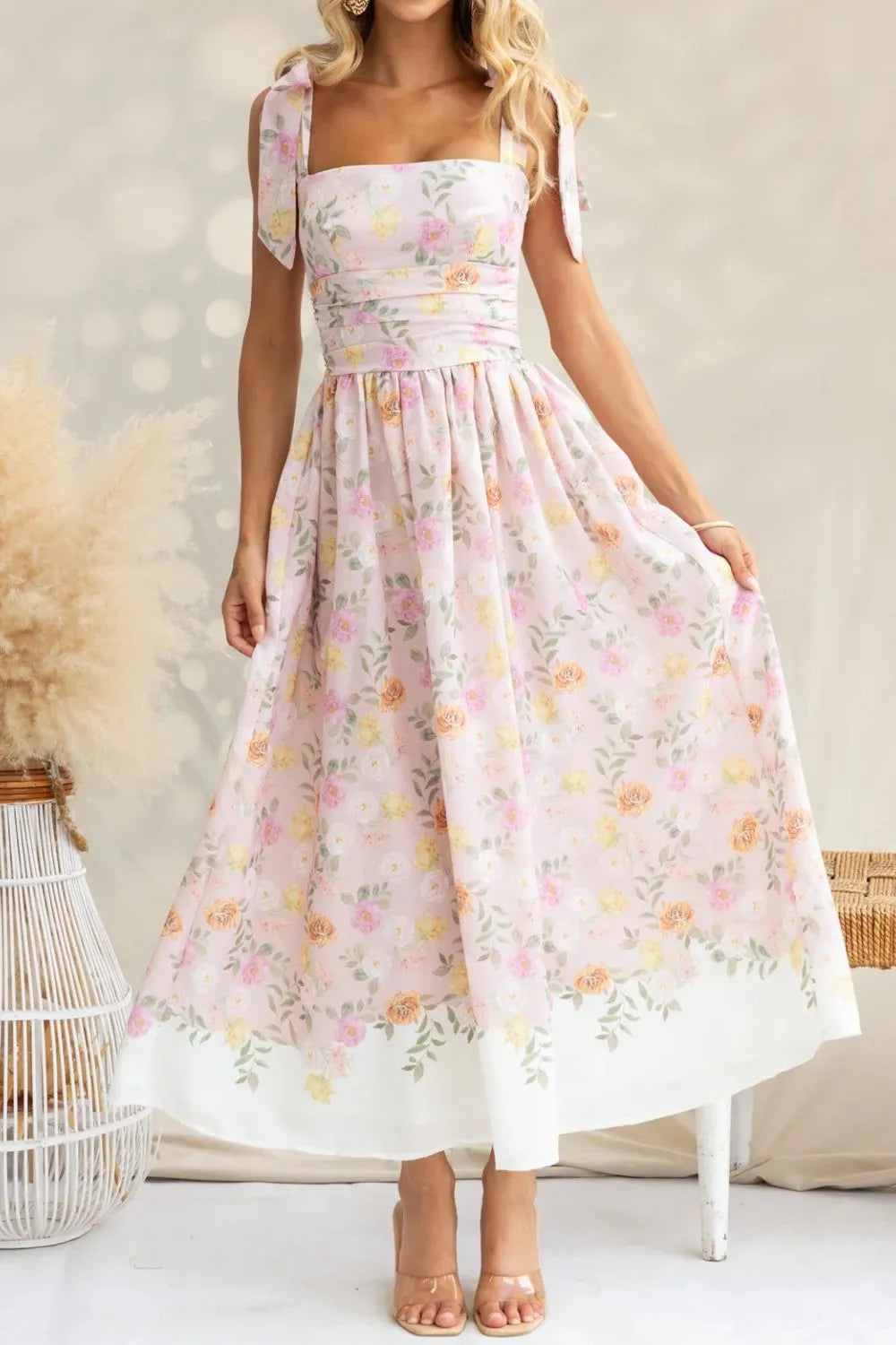 Printed Tie Shoulder Midi Cami Dress-Krush Kandy, Women's Online Fashion Boutique Located in Phoenix, Arizona (Scottsdale Area)