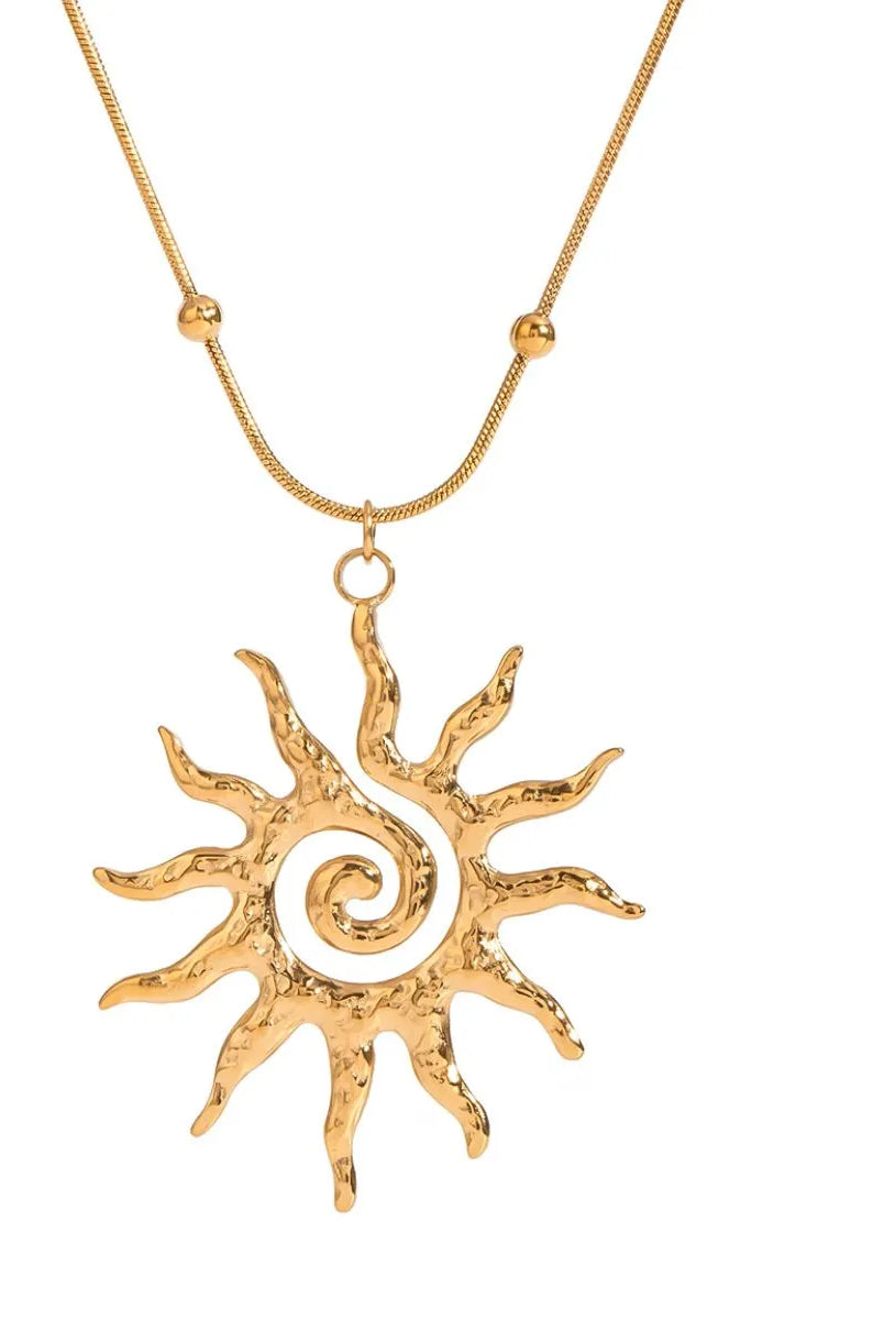 18K Gold-Plated Sun Pendant Necklace-Necklaces-Krush Kandy, Women's Online Fashion Boutique Located in Phoenix, Arizona (Scottsdale Area)