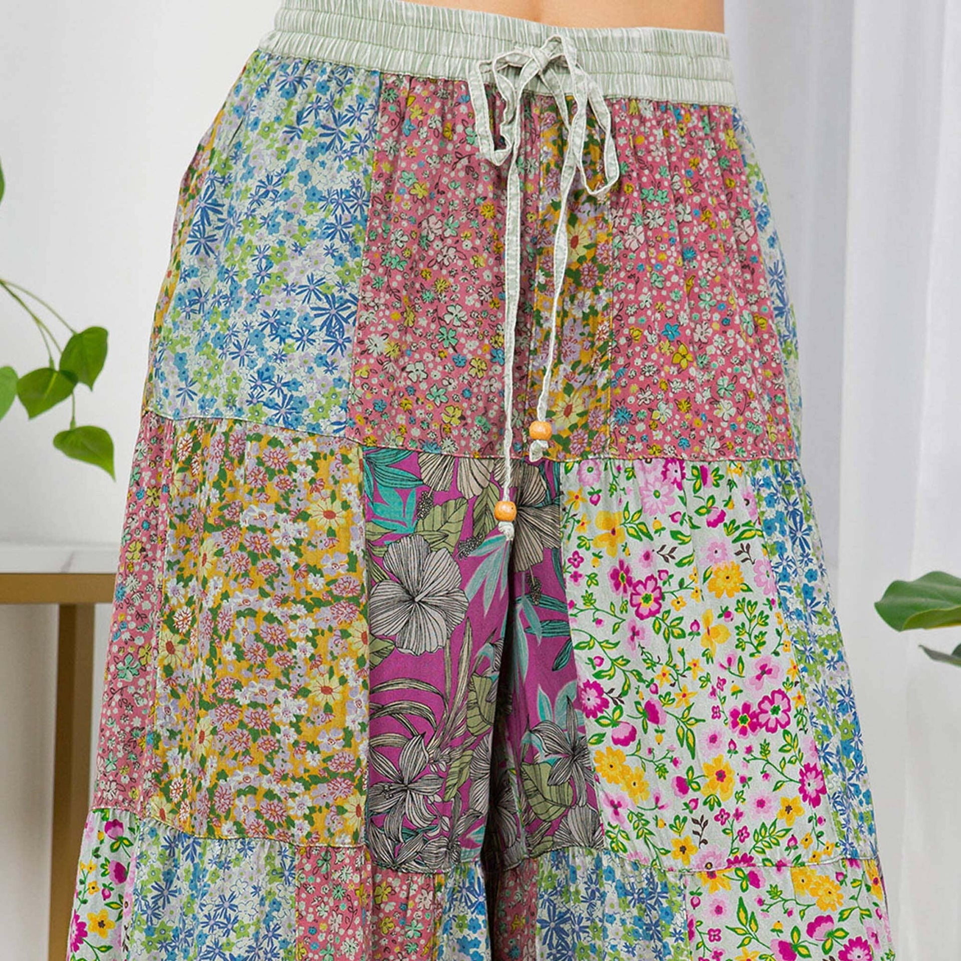 Boho Patchwork Wide Leg Pants-PANTS-Krush Kandy, Women's Online Fashion Boutique Located in Phoenix, Arizona (Scottsdale Area)